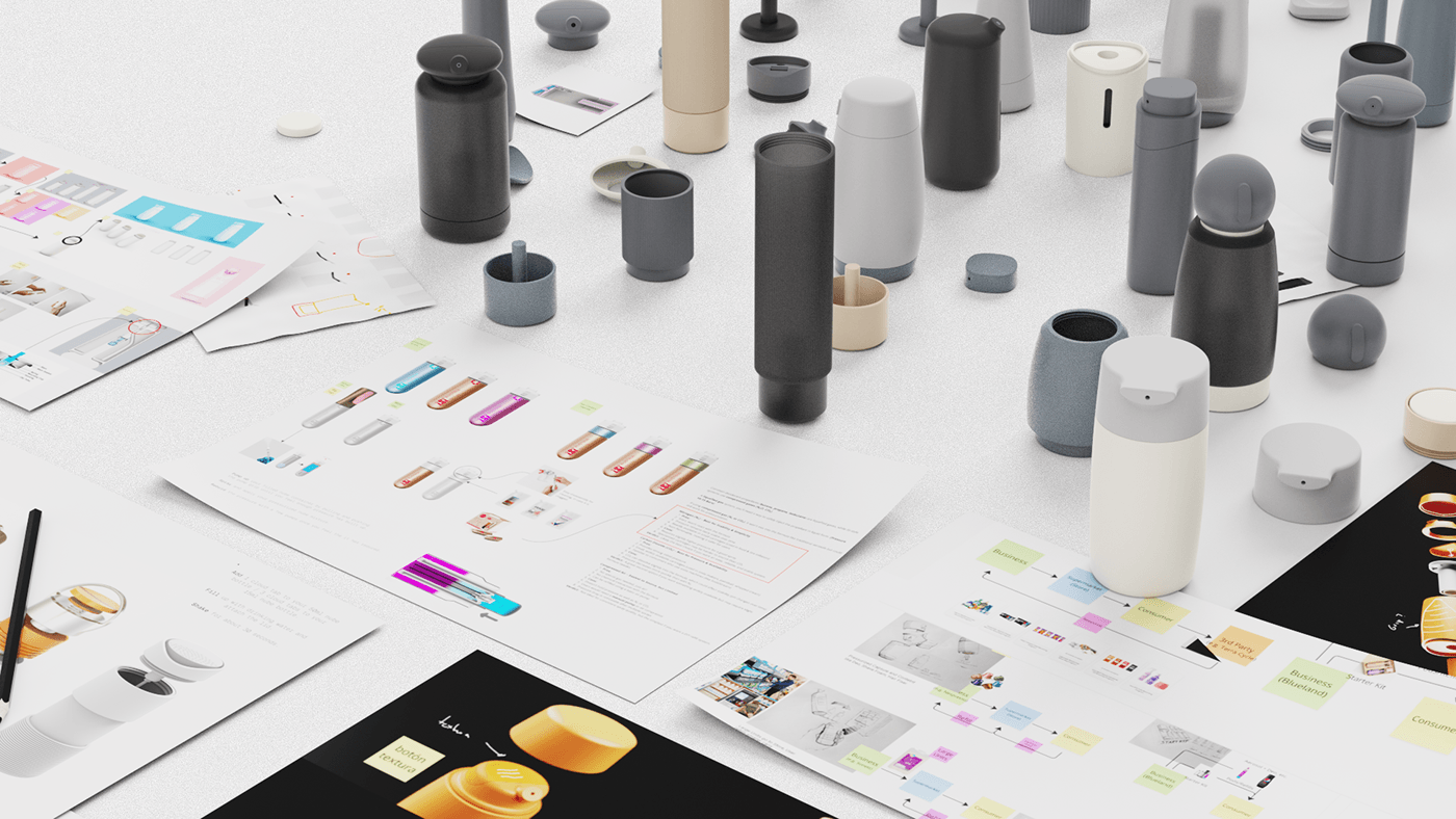 NUBE，refillable hand pump spray container，packing design，originality，