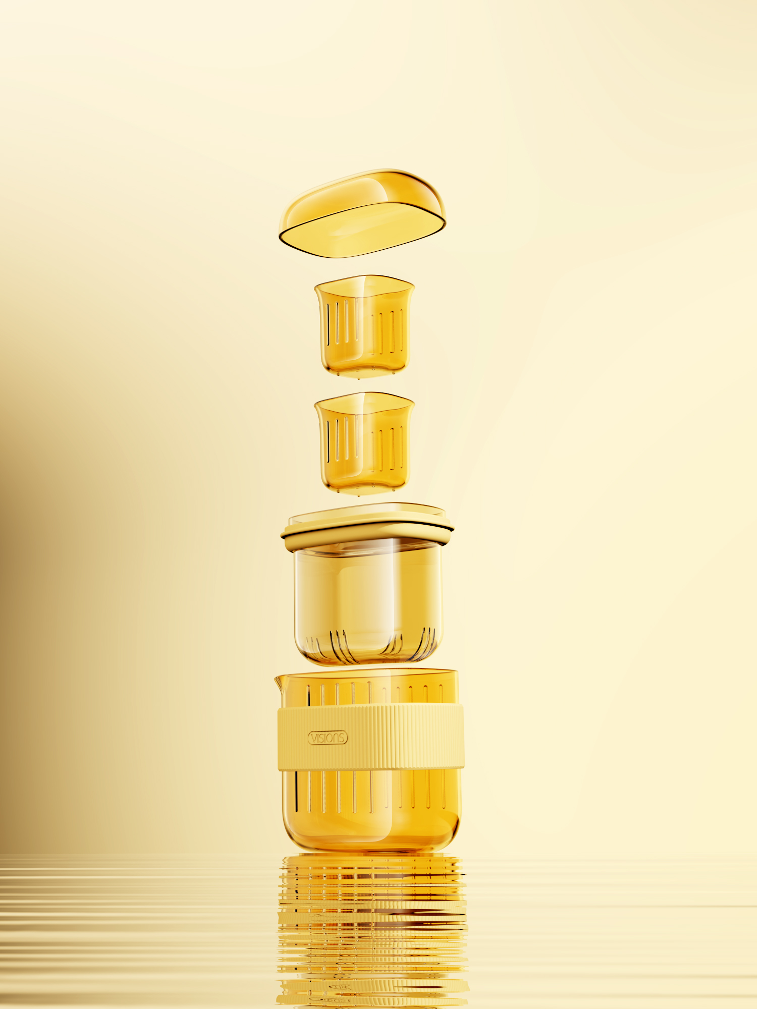 tea set，Portable tea set，flower receptacle，Glass tea set，High borosilicate glass，Outdoor Tea Set，Amber Primary，