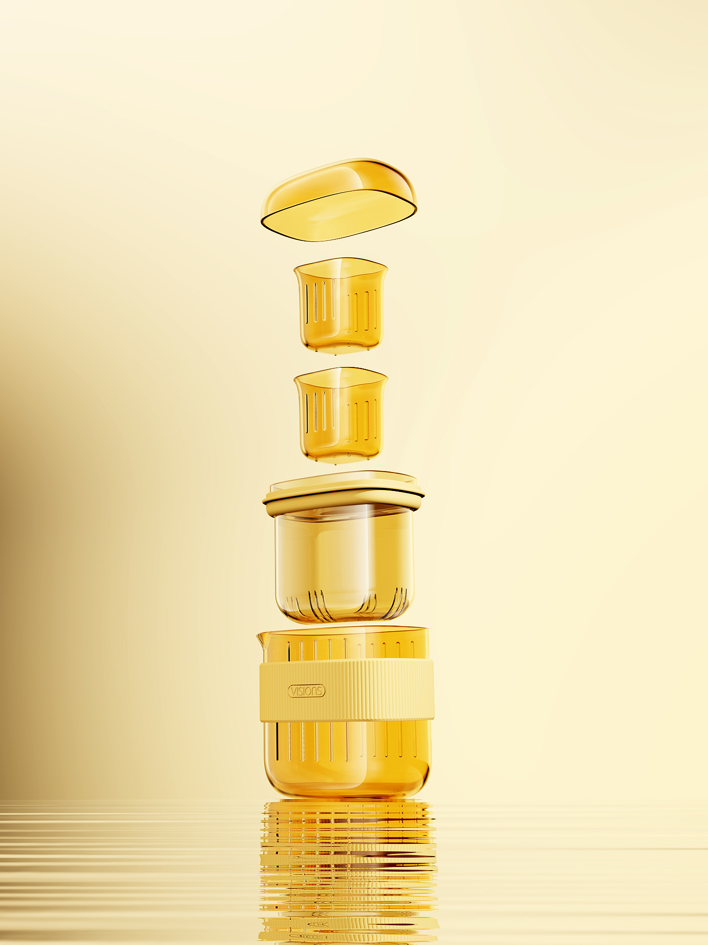 tea set，Portable tea set，flower receptacle，Glass tea set，High borosilicate glass，Outdoor Tea Set，Amber Primary，