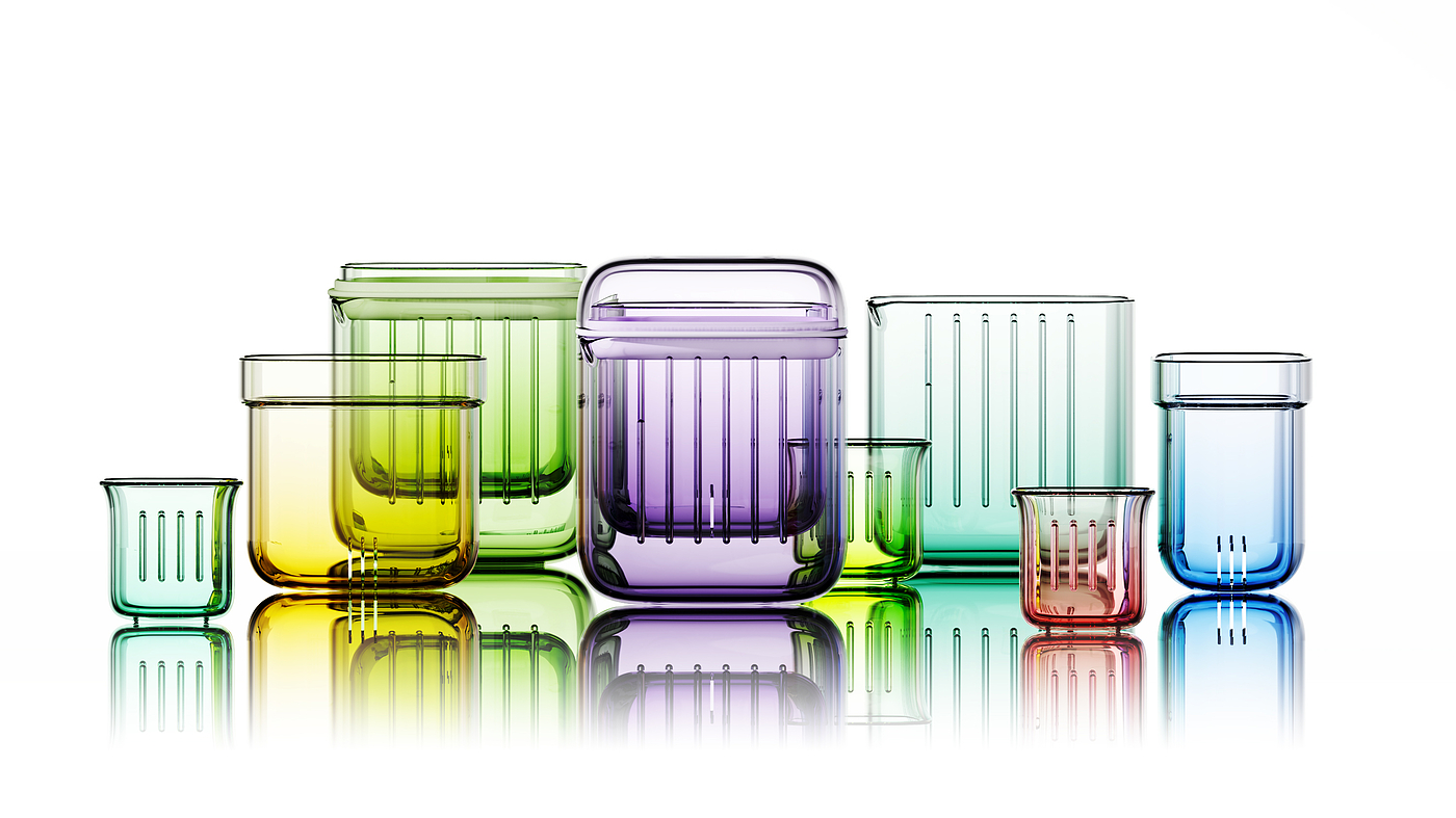 tea set，Portable tea set，flower receptacle，Glass tea set，High borosilicate glass，Outdoor Tea Set，Amber Primary，