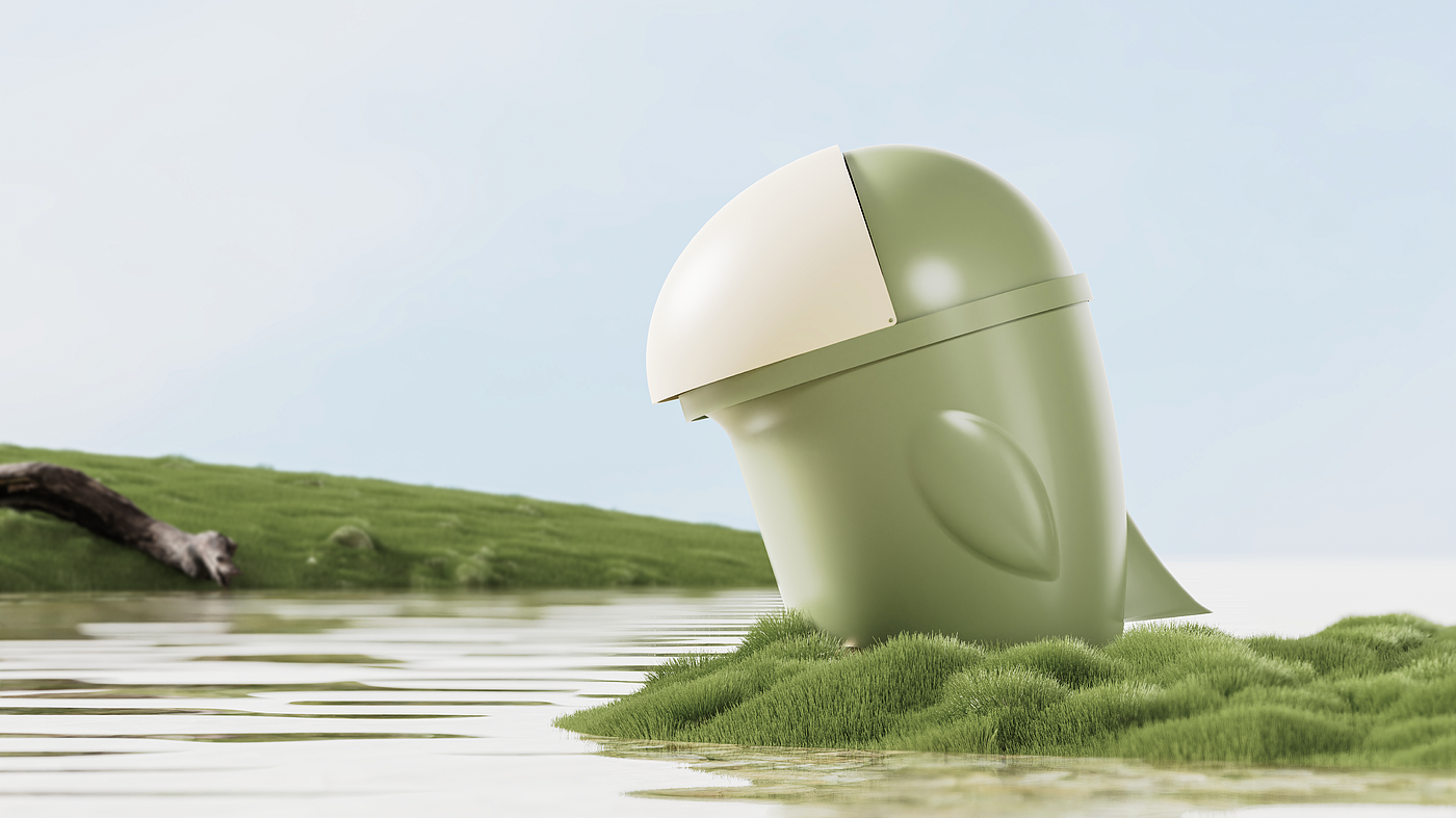 trash can，Desktop trash can，Bionics Design ，bird，