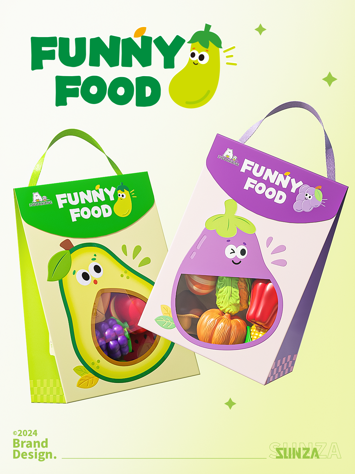 Cheschile，Fruit packaging，Toy packaging，C4D rendering，Illustration，packing design，Fruit and Vegetable Gift Box，Creative design，