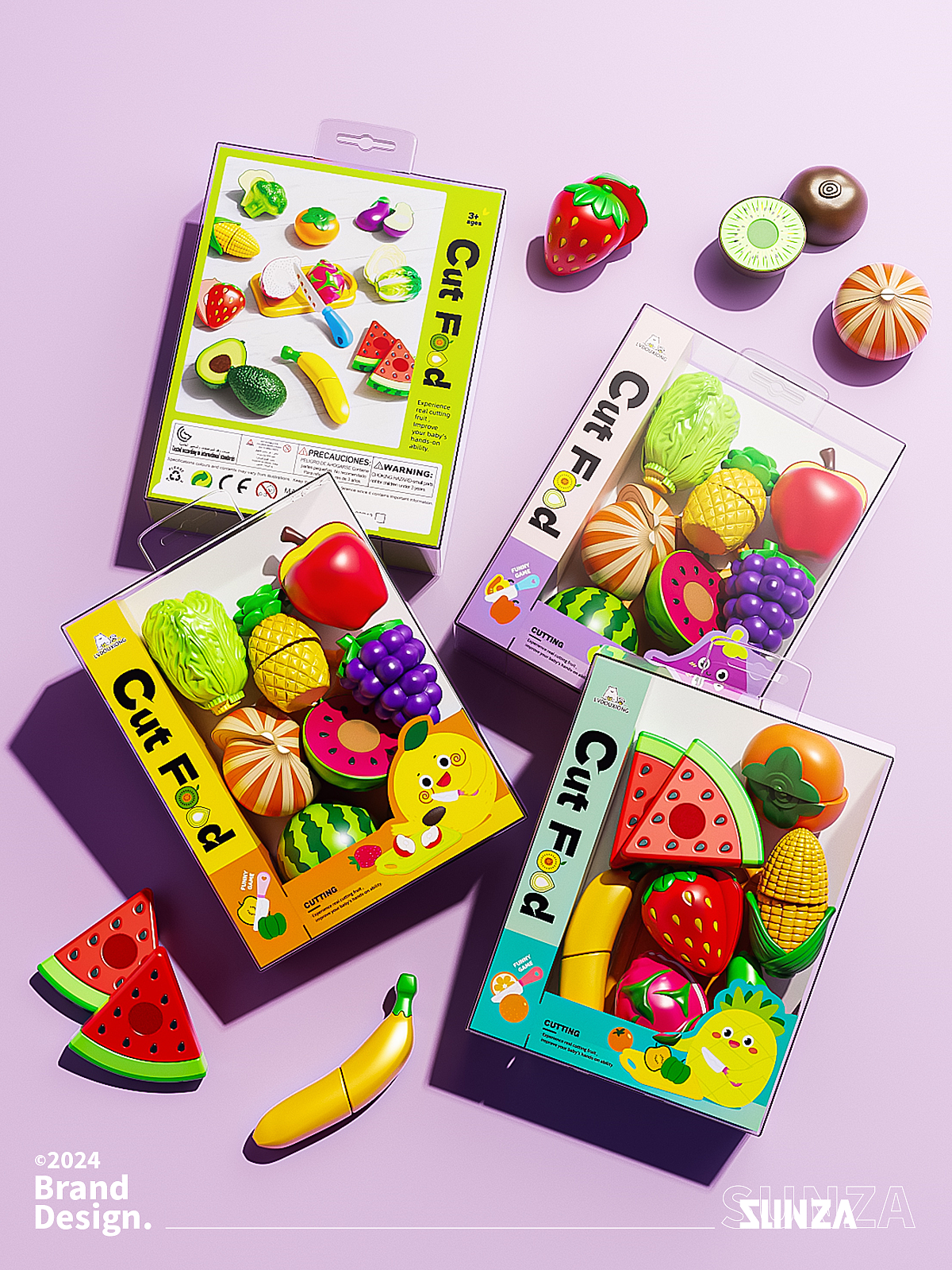 Cheschile，Fruit packaging，Toy packaging，C4D rendering，Illustration，packing design，Fruit and Vegetable Gift Box，Creative design，