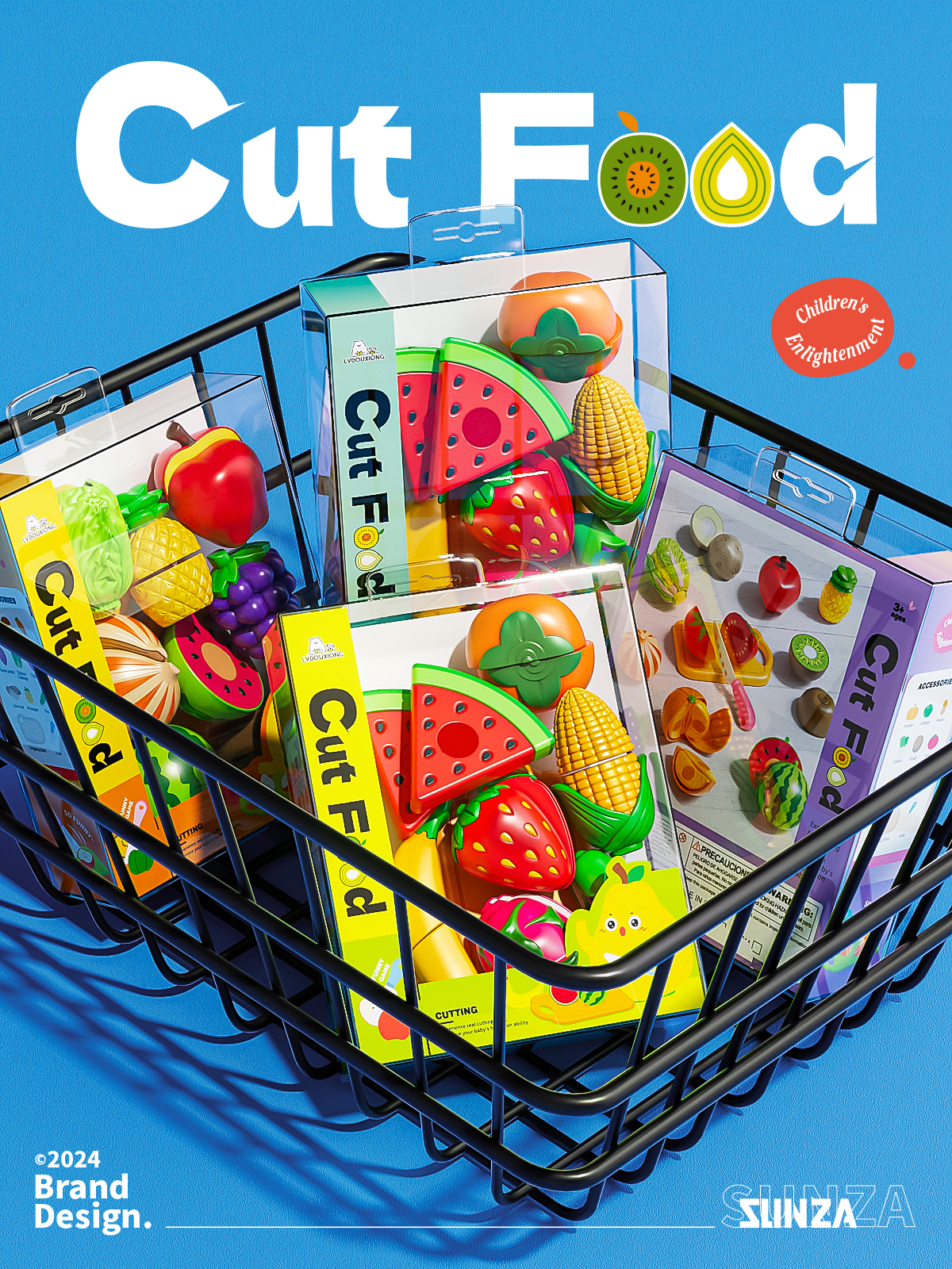 Cheschile，Fruit packaging，Toy packaging，C4D rendering，Illustration，packing design，Fruit and Vegetable Gift Box，Creative design，
