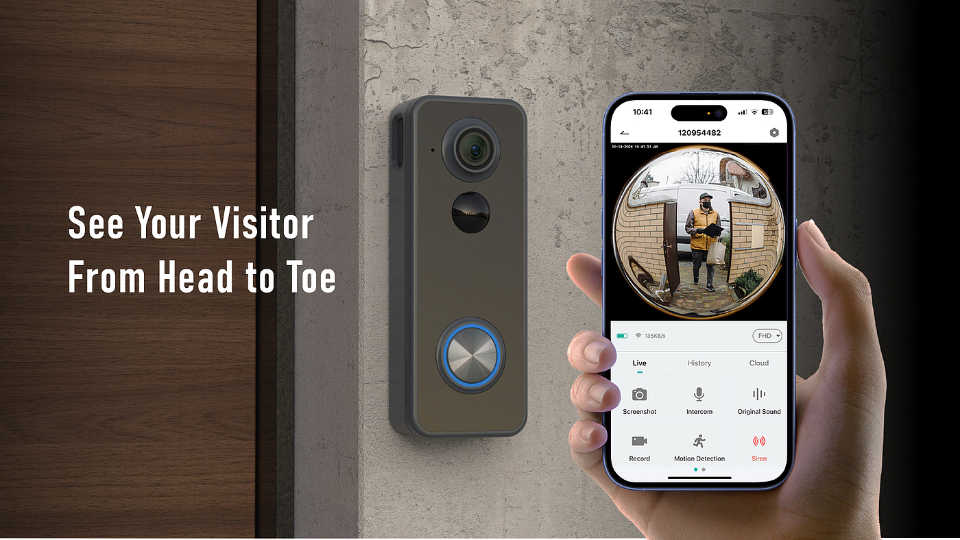 Design of low power intelligent wireless visual doorbell，Smart Home Security，Wireless visual doorbell，Cross-border e-commerce explosion doorbell，Video Doorbell Design，Fisheye Lens Doorbell，180 ° fisheye lens panoramic visual doorbell，