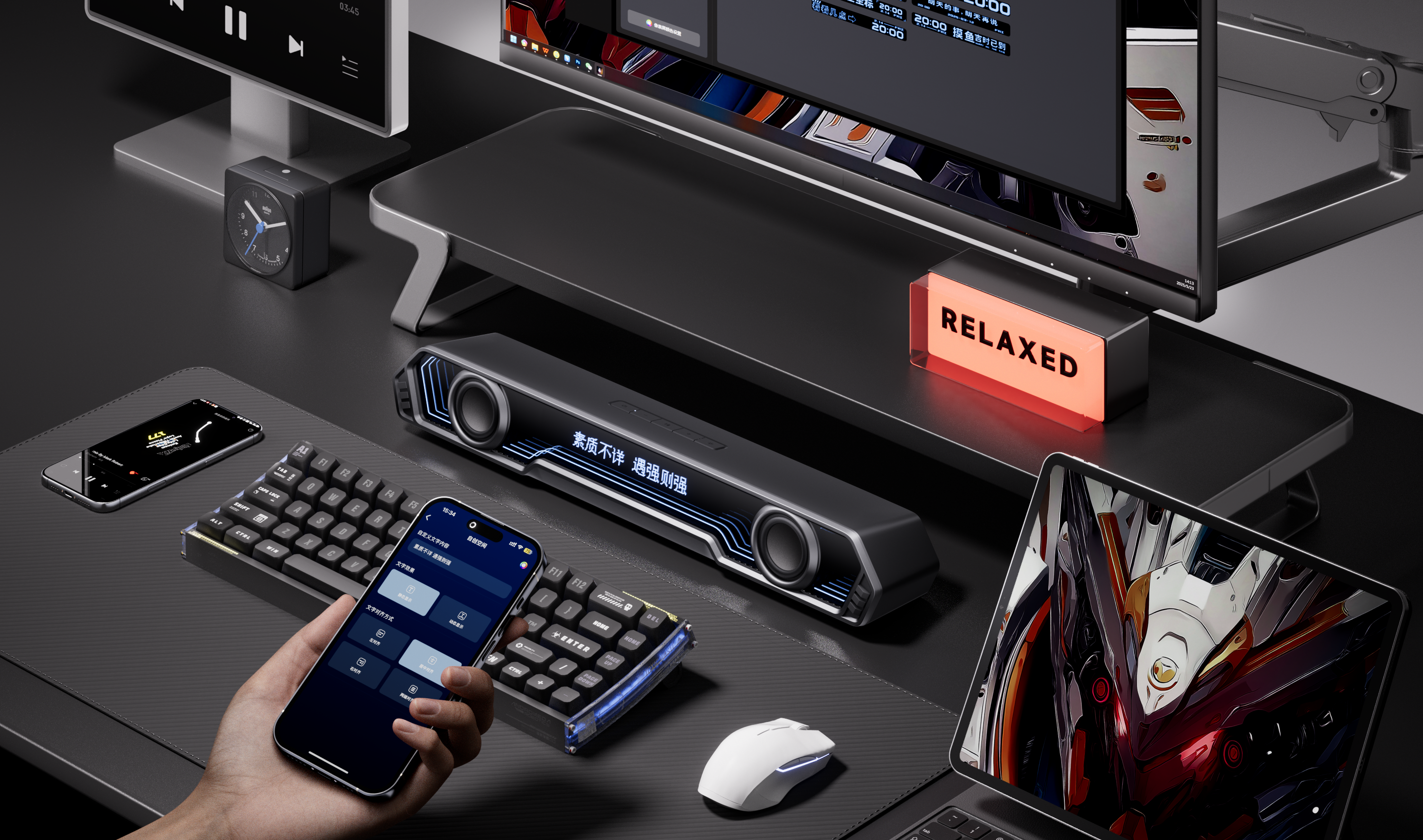 loudspeaker box，flowers again，desktop，