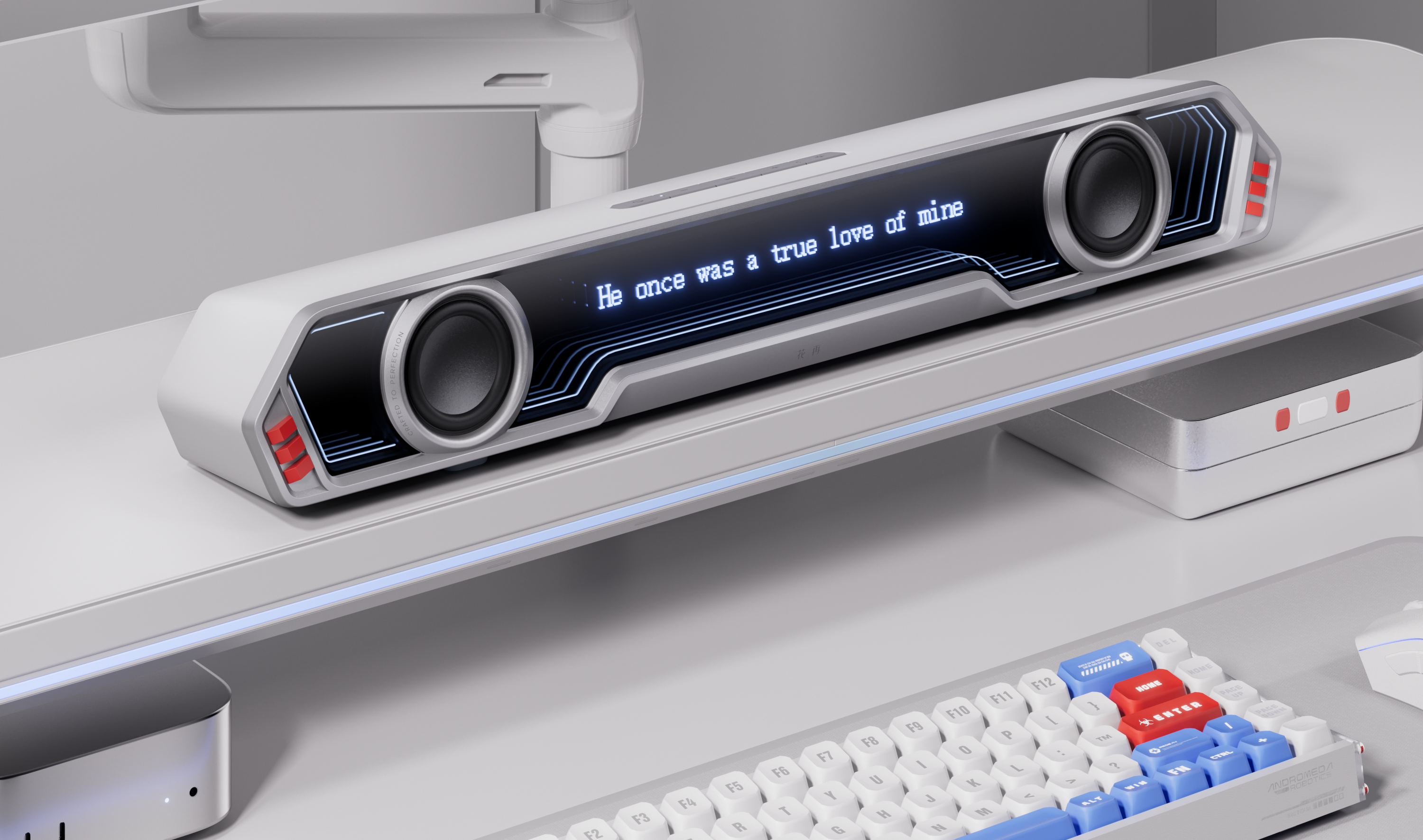 loudspeaker box，flowers again，desktop，