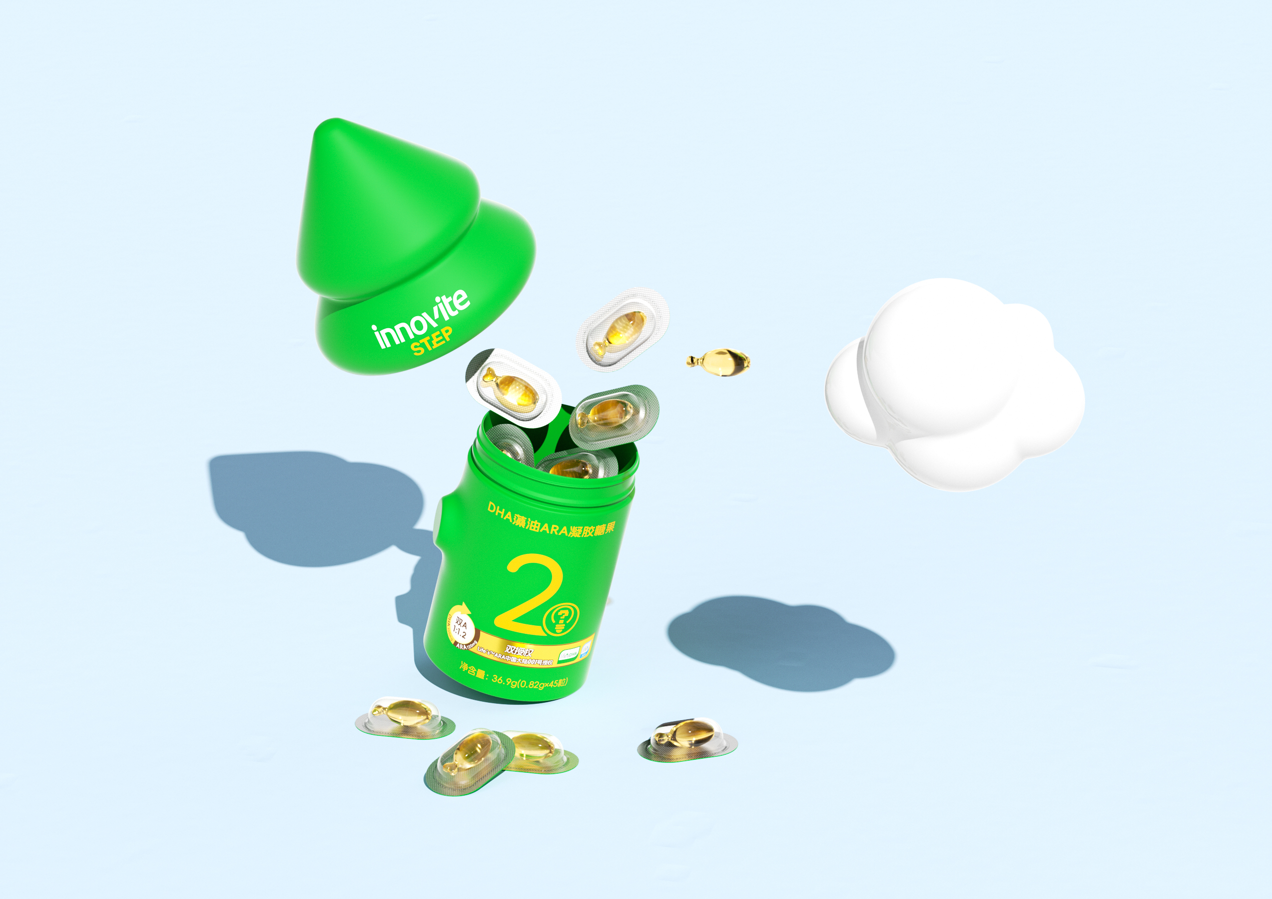 product design，packing design，Great health，Super Symbol，Child Nutrition，Bottle design，