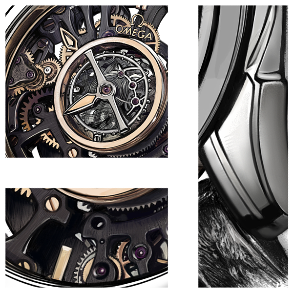 industrial design，Hand drawn，design sketch，Wrist watch，