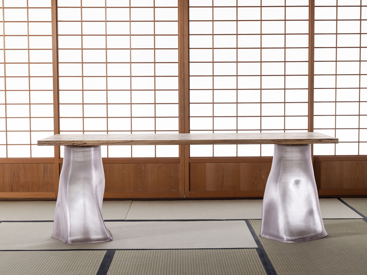 Floating Forest，3D printing，Sustainable design，wooden tables ，irregular morphology，