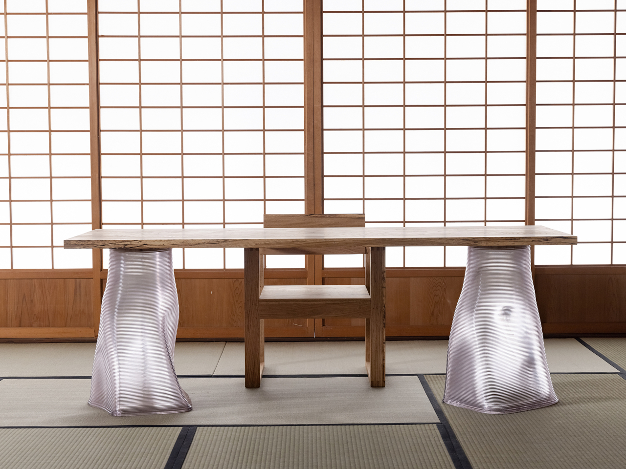 Floating Forest，3D printing，Sustainable design，wooden tables ，irregular morphology，