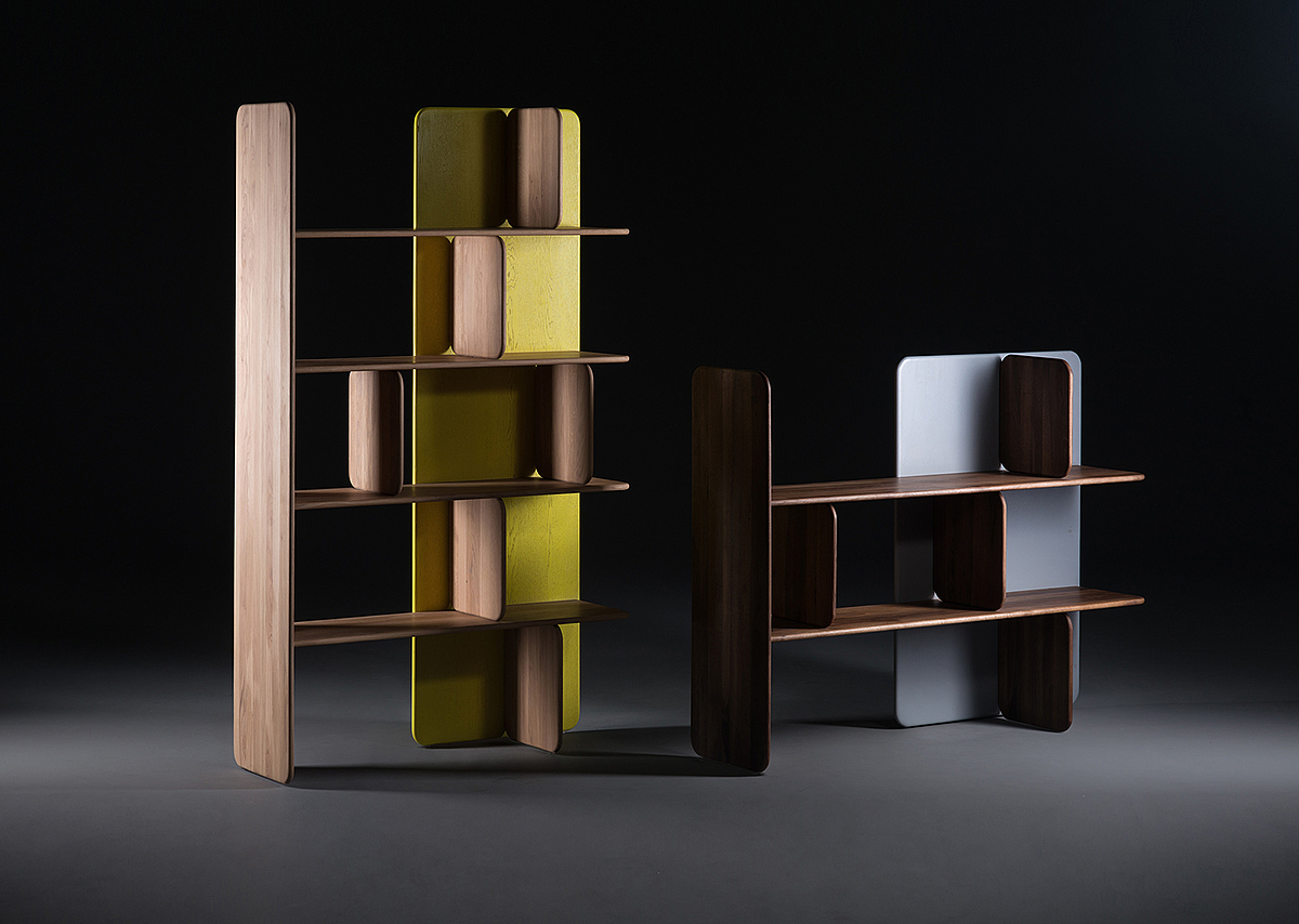 Soft shelf，Shelf，Wooden furniture，goods shelves，oak，Different materials，Natural paint finish，