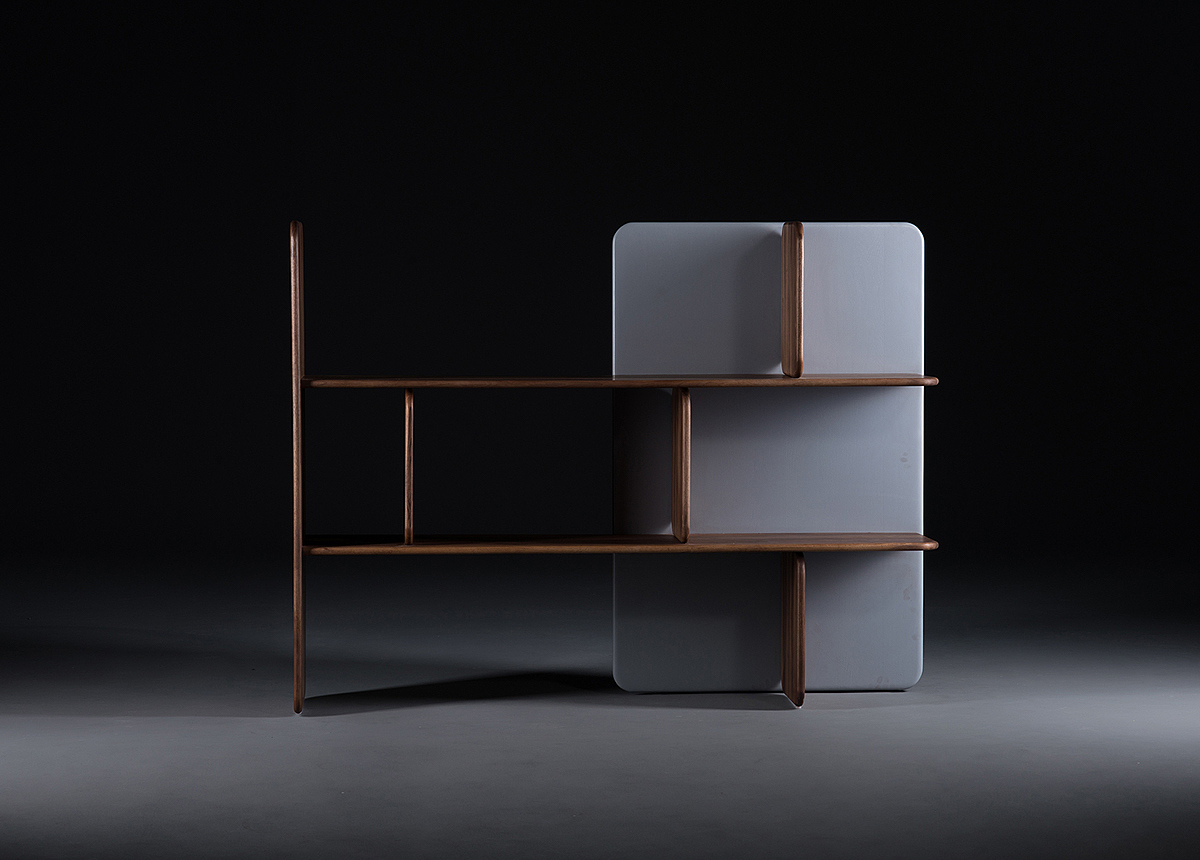 Soft shelf，Shelf，Wooden furniture，goods shelves，oak，Different materials，Natural paint finish，