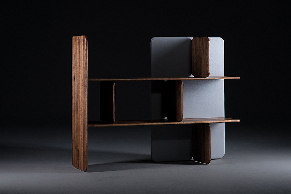 Soft shelf，Shelf，Wooden furniture，goods shelves，oak，Different materials，Natural paint finish，