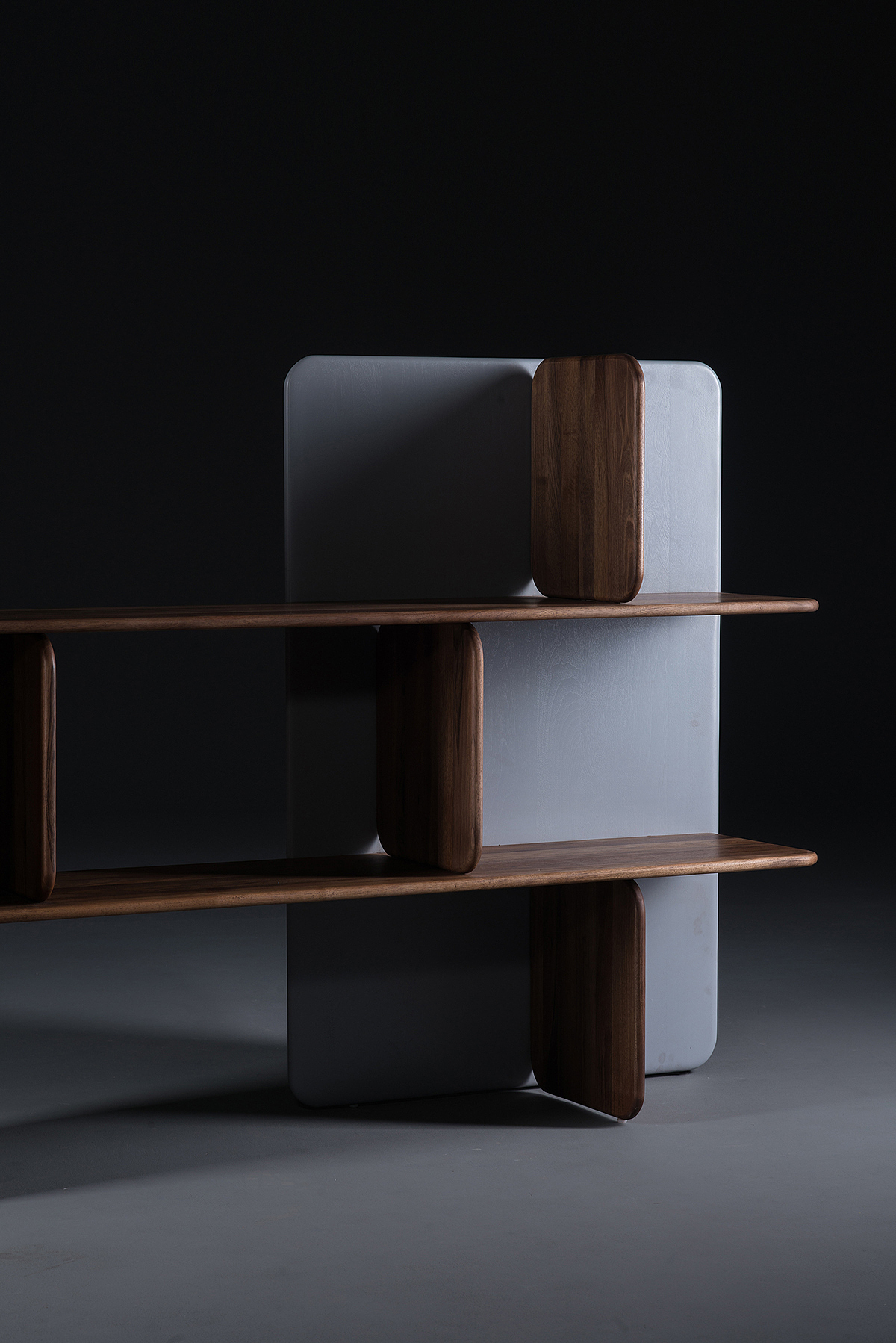 Soft shelf，Shelf，Wooden furniture，goods shelves，oak，Different materials，Natural paint finish，