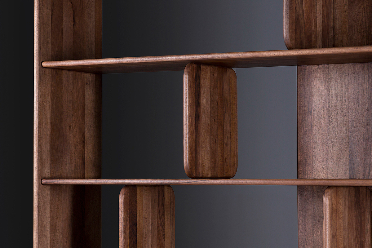 Soft shelf，Shelf，Wooden furniture，goods shelves，oak，Different materials，Natural paint finish，