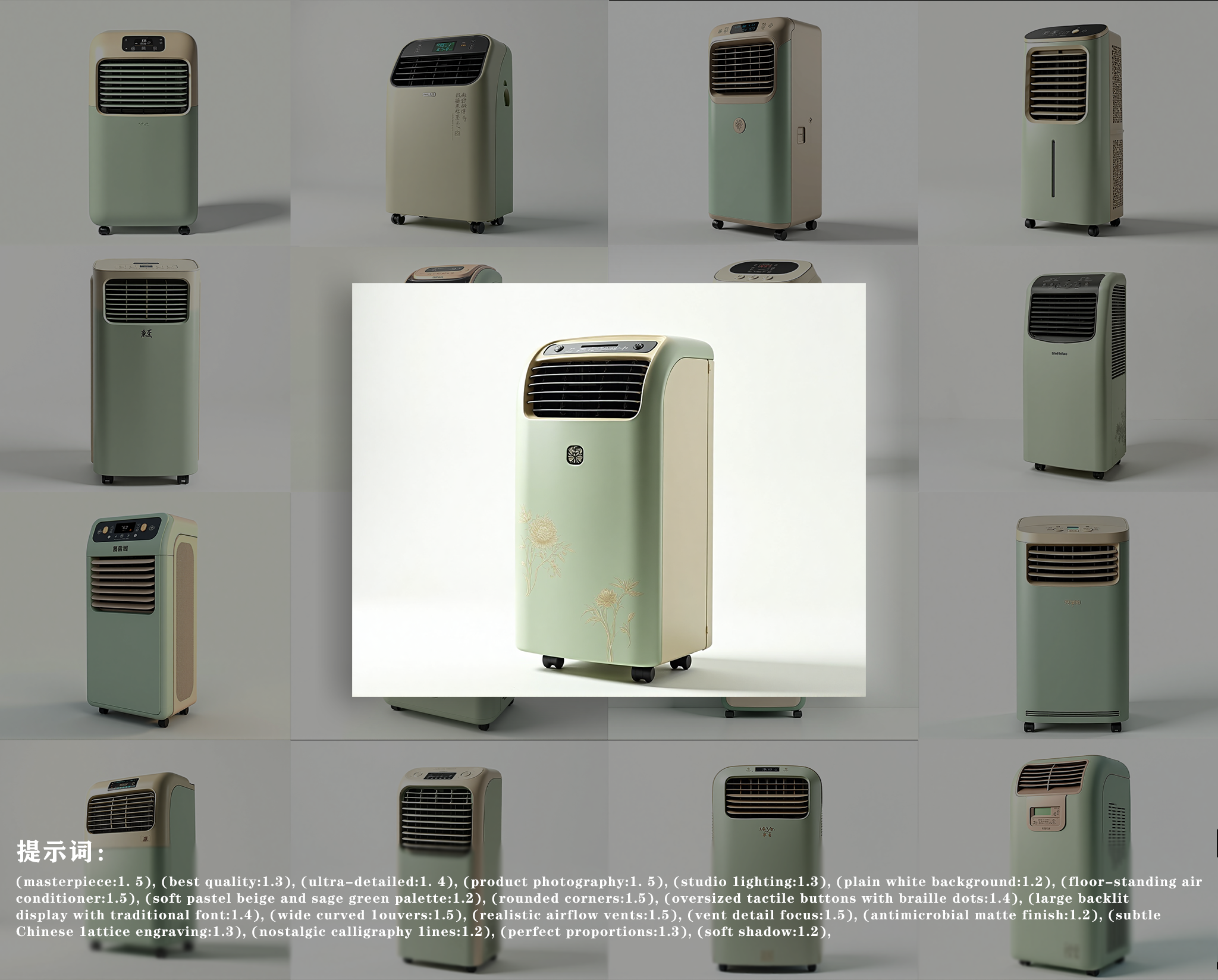 AI Tool Design，Looking for a job.，Innovative design，Small air conditioning design，Suitable aging，