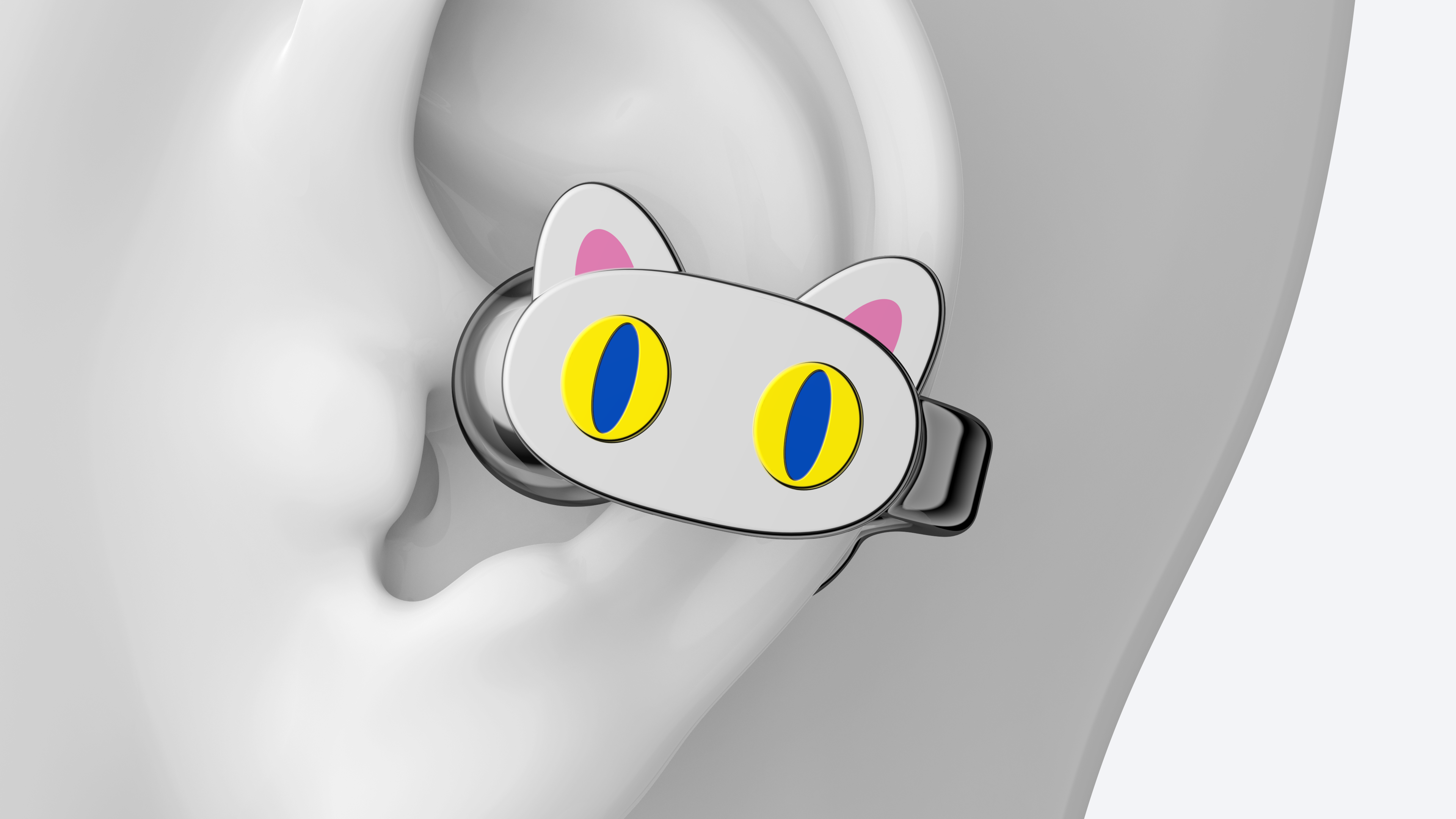 Earrings，industrial design，ear clip，headset，Earphone with ear clip，custom，Kitty，Jewelry storage bag，