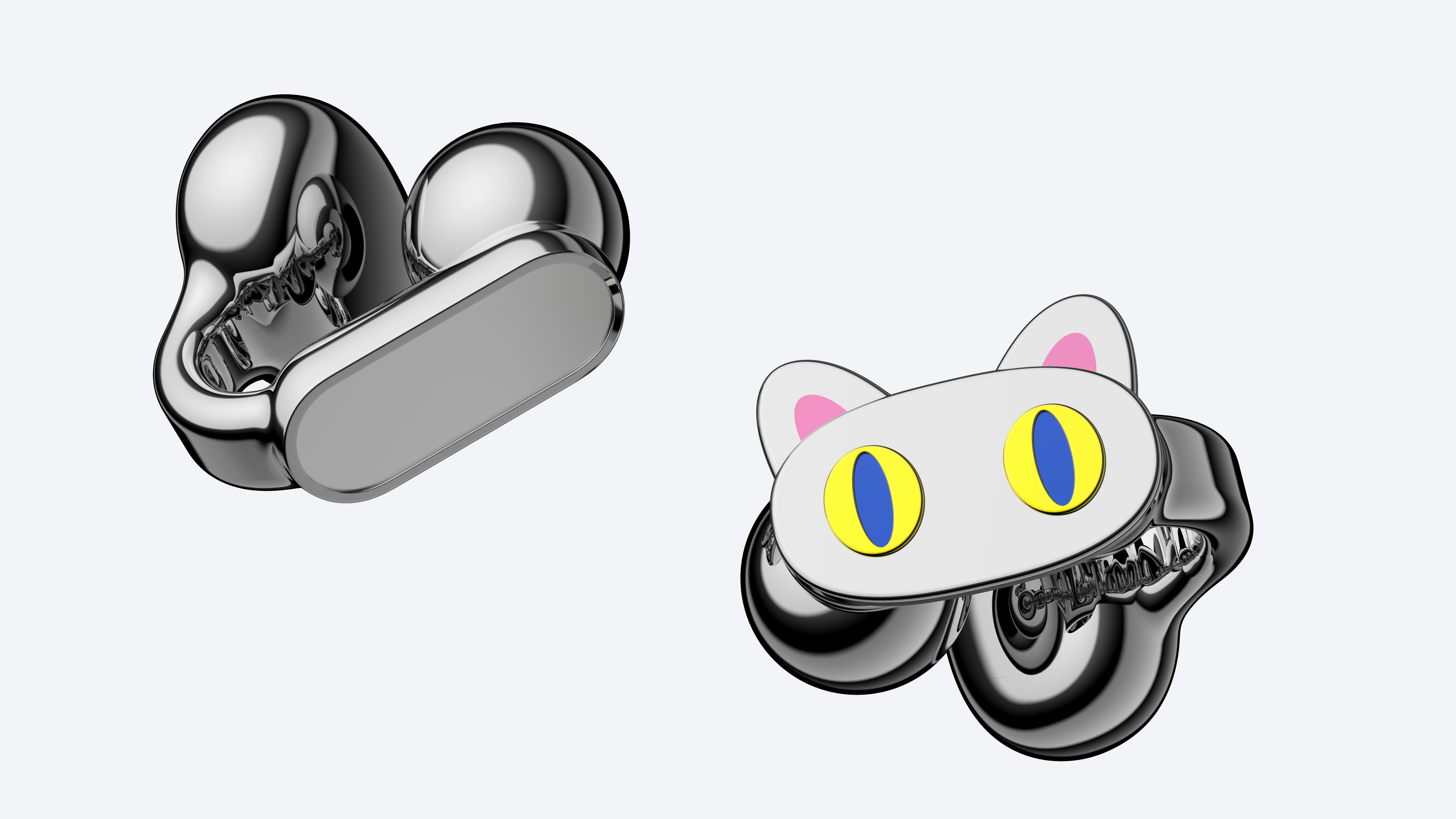 Earrings，industrial design，ear clip，headset，Earphone with ear clip，custom，Kitty，Jewelry storage bag，