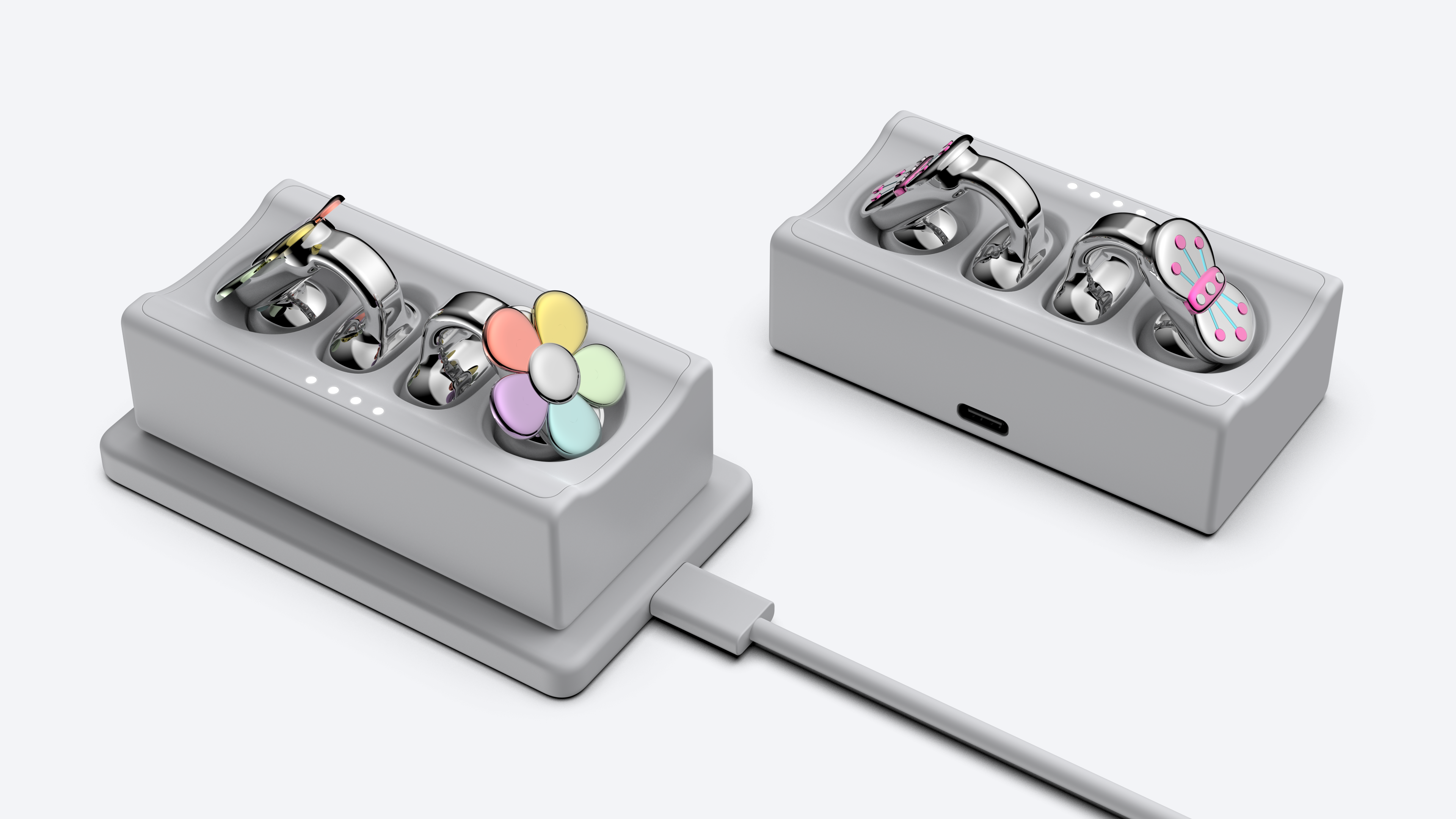 Earrings，industrial design，ear clip，headset，Earphone with ear clip，custom，Kitty，Jewelry storage bag，