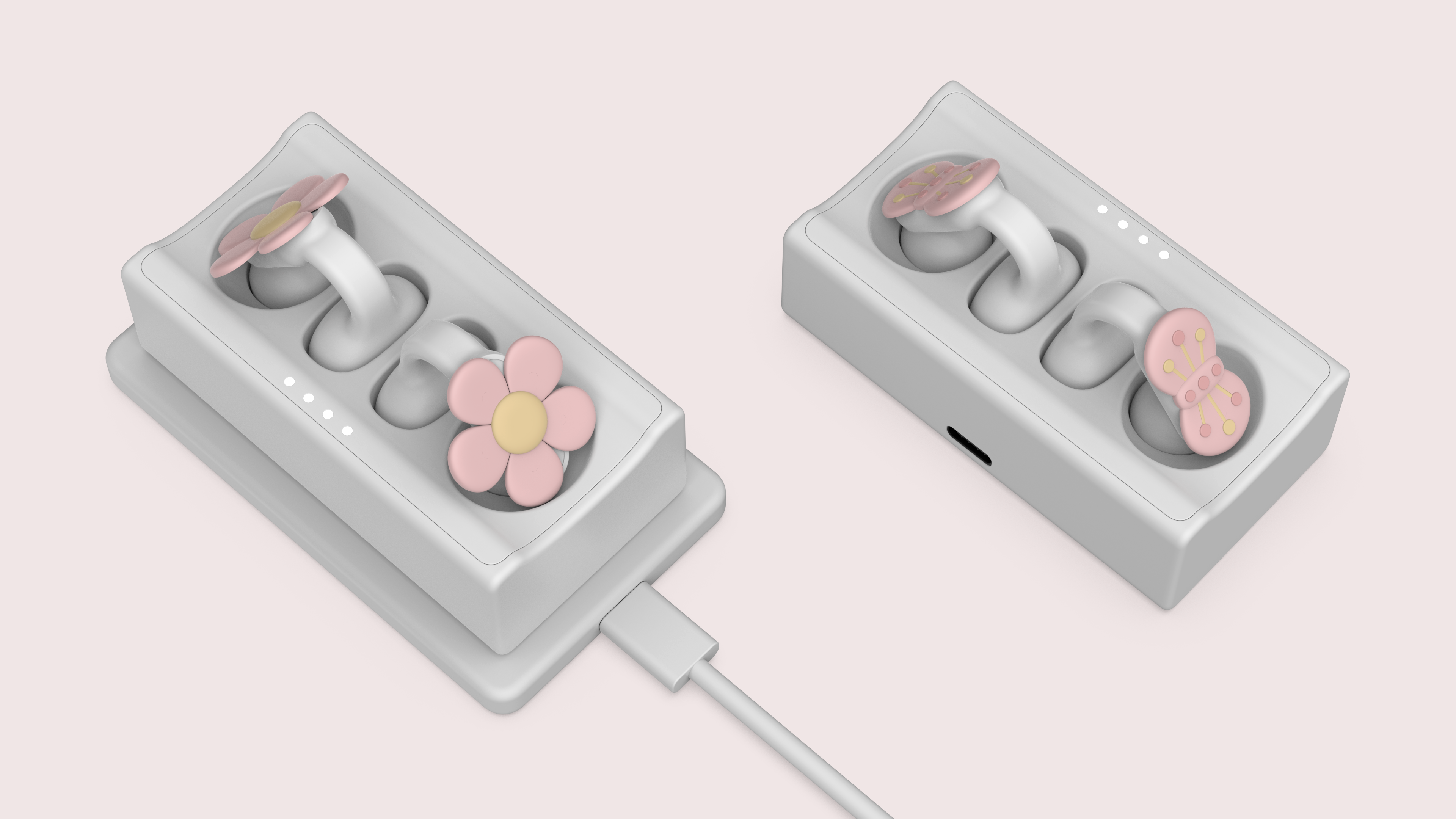 Pink，girl，ear clip，headset，Earrings，personality，decorate，industrial design，