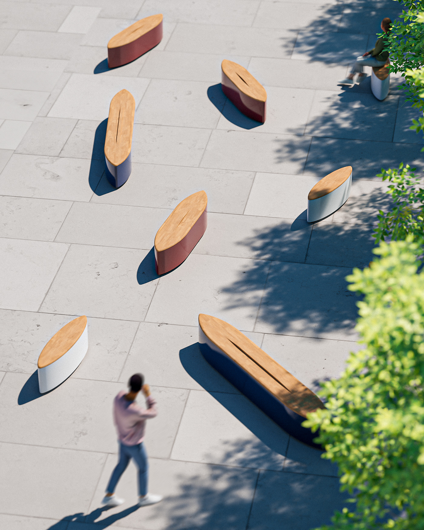 Sampan Bench，Multi element，Public seat，outdoors，Tembusu，