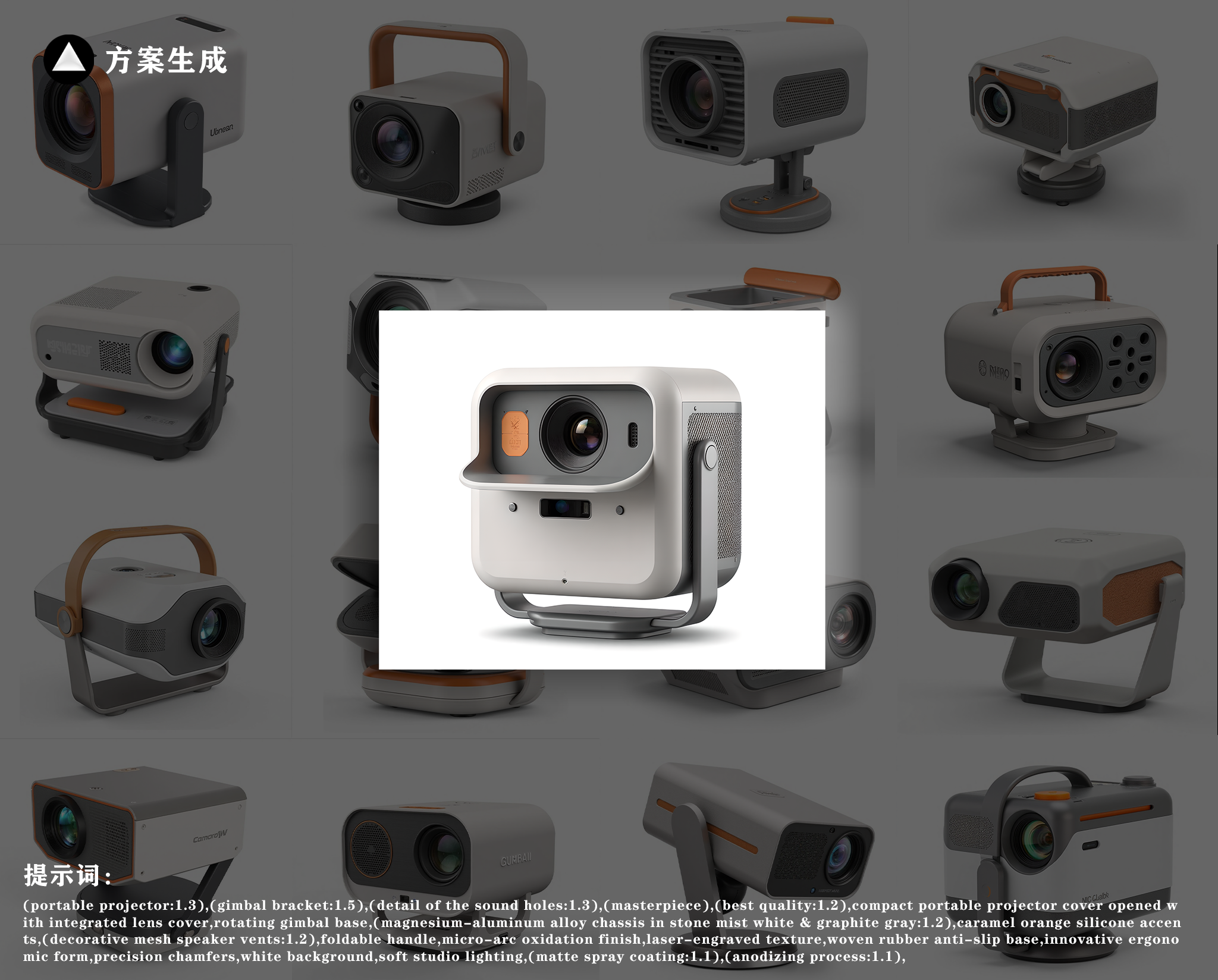 Use of AI tools，Rapid design，high-quality，Projector design，millet，