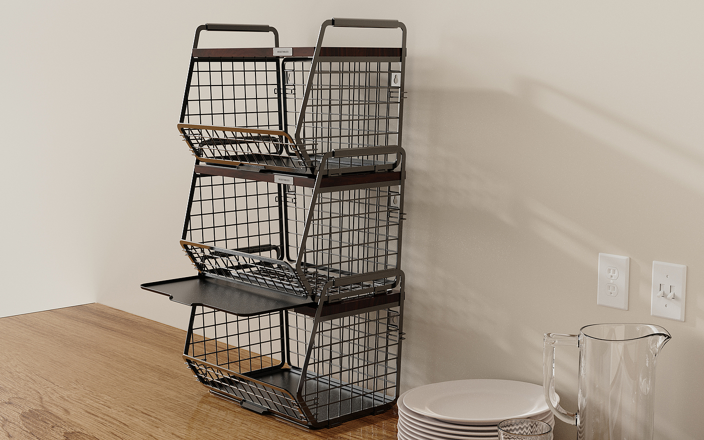 Fruit basket, iron basket, fruit rack, home storage, storage，