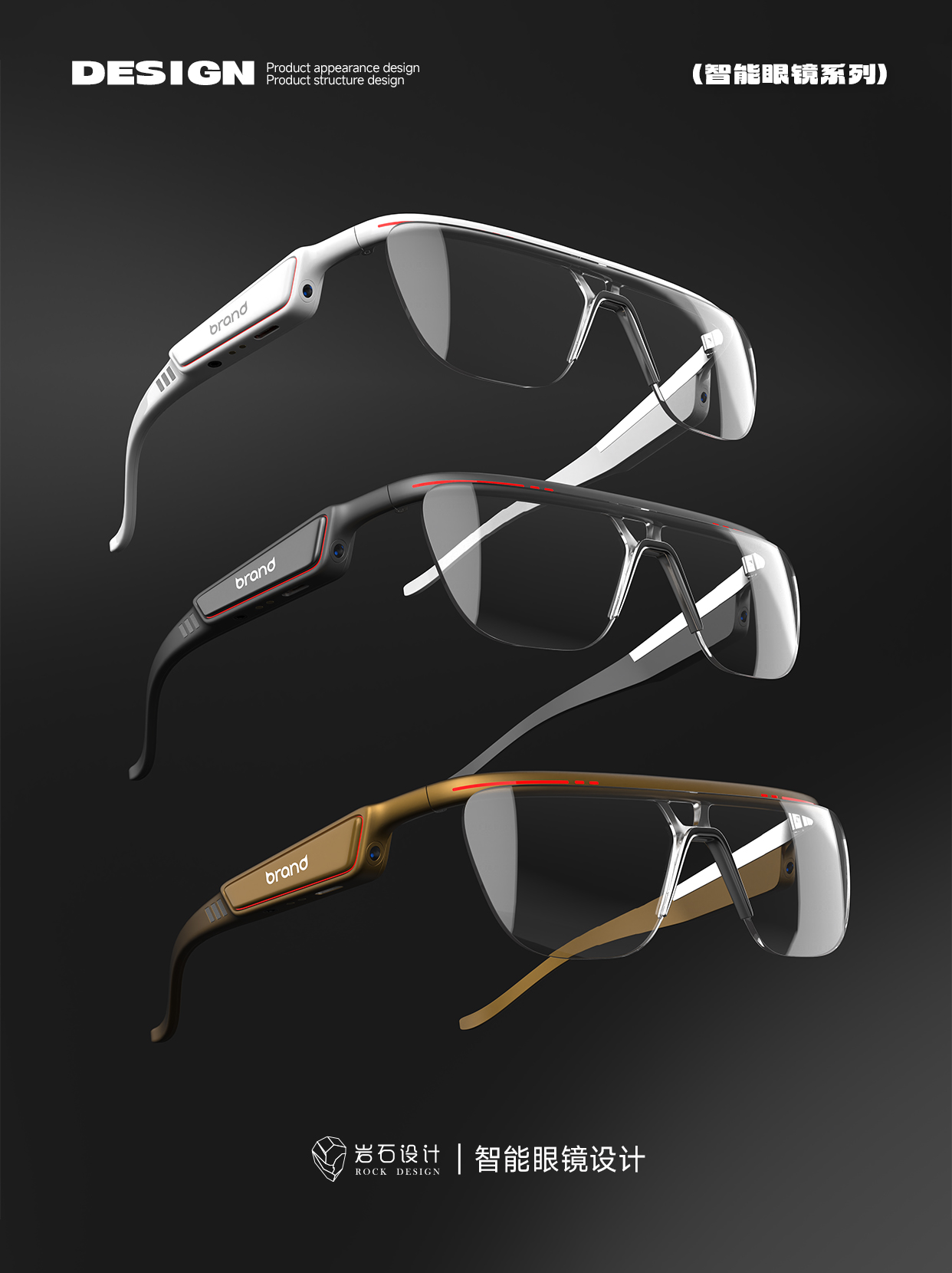 Smart glasses，AI glasses，glasses，Smart wear，electronic fast consumer goods，3C digital products，Rock Design，Consumer electronics，