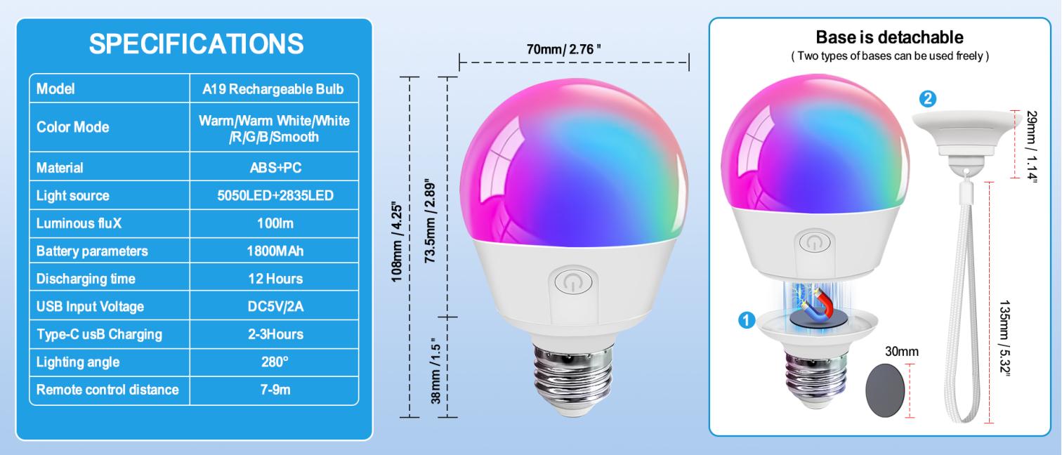 Bluetooth light bulb，Intelligent bulb，Rechargeable bulb，