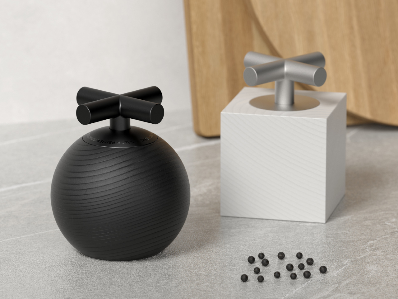 ELEMENTS grinder，Seasoning bottle，Desktop Aesthetics，Kitchen decoration，natural form design，