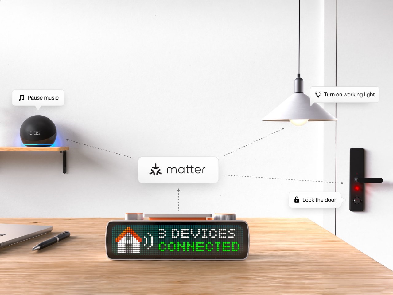 Electronic clock，RGB Status Light，Busy Bar，Matter Smart Home，