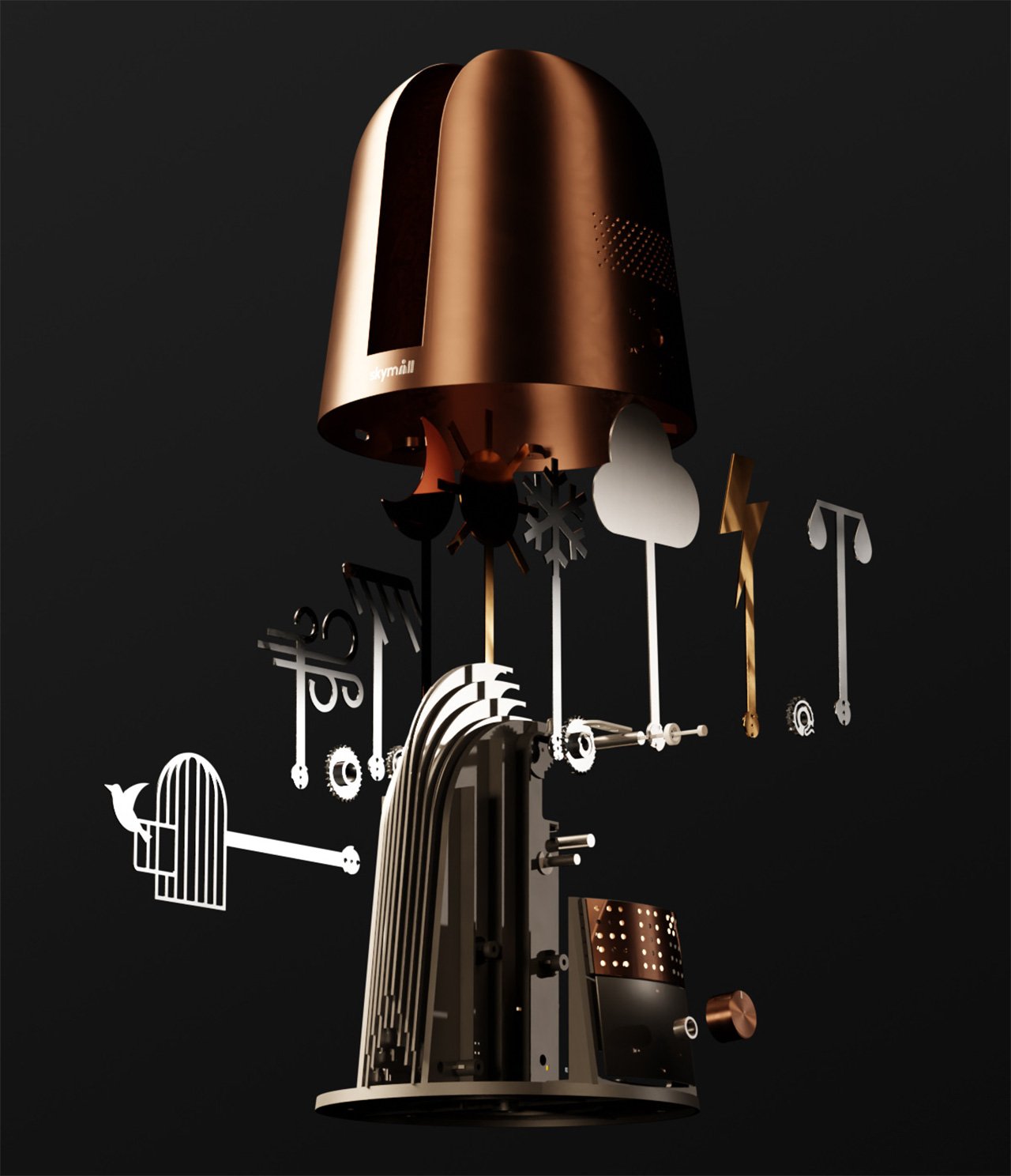 KLONG，Dynamic Weather Sculpture，Skymill，copper shell machinery，Atmosphere lamp，