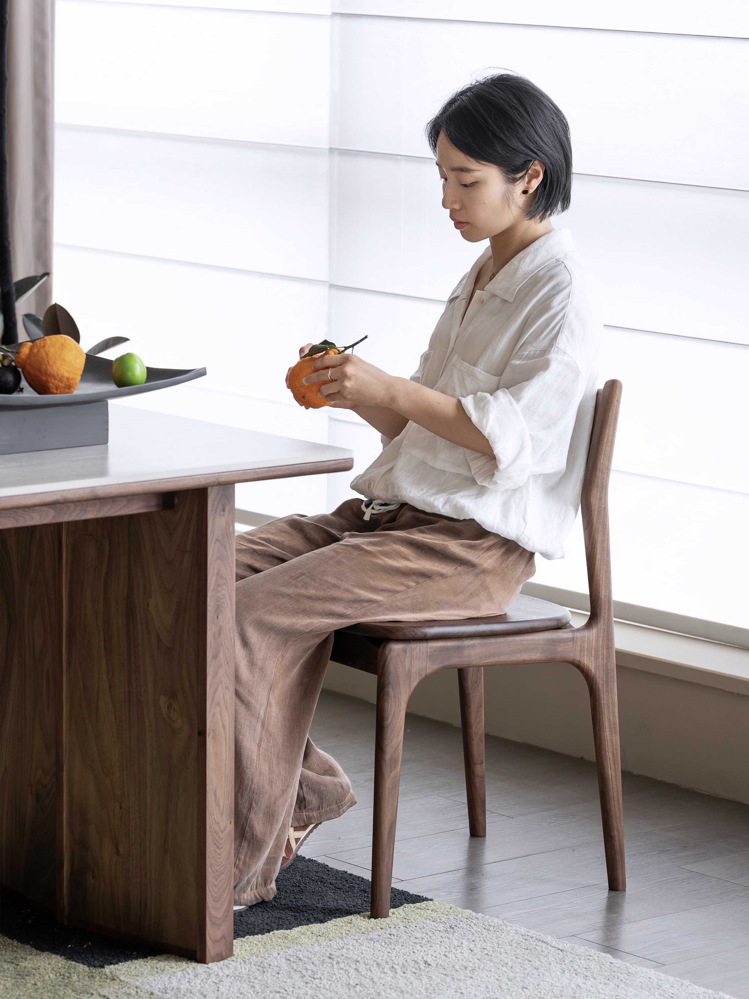 Residential Furniture，Solid wood dining chair，furniture design ，Original design，Solid wood furniture，Black walnut furniture，