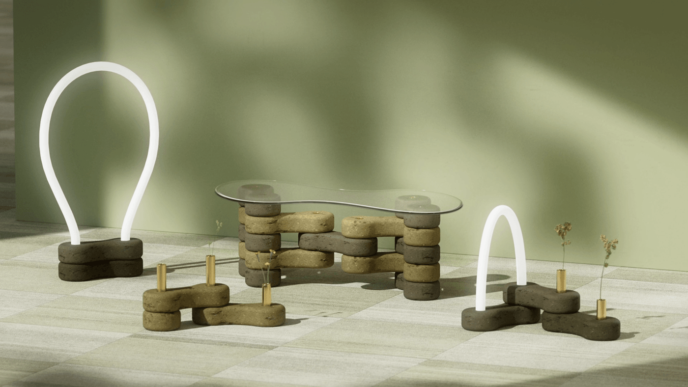 LINK，Recyclable fabric，modularization，vase，parts，