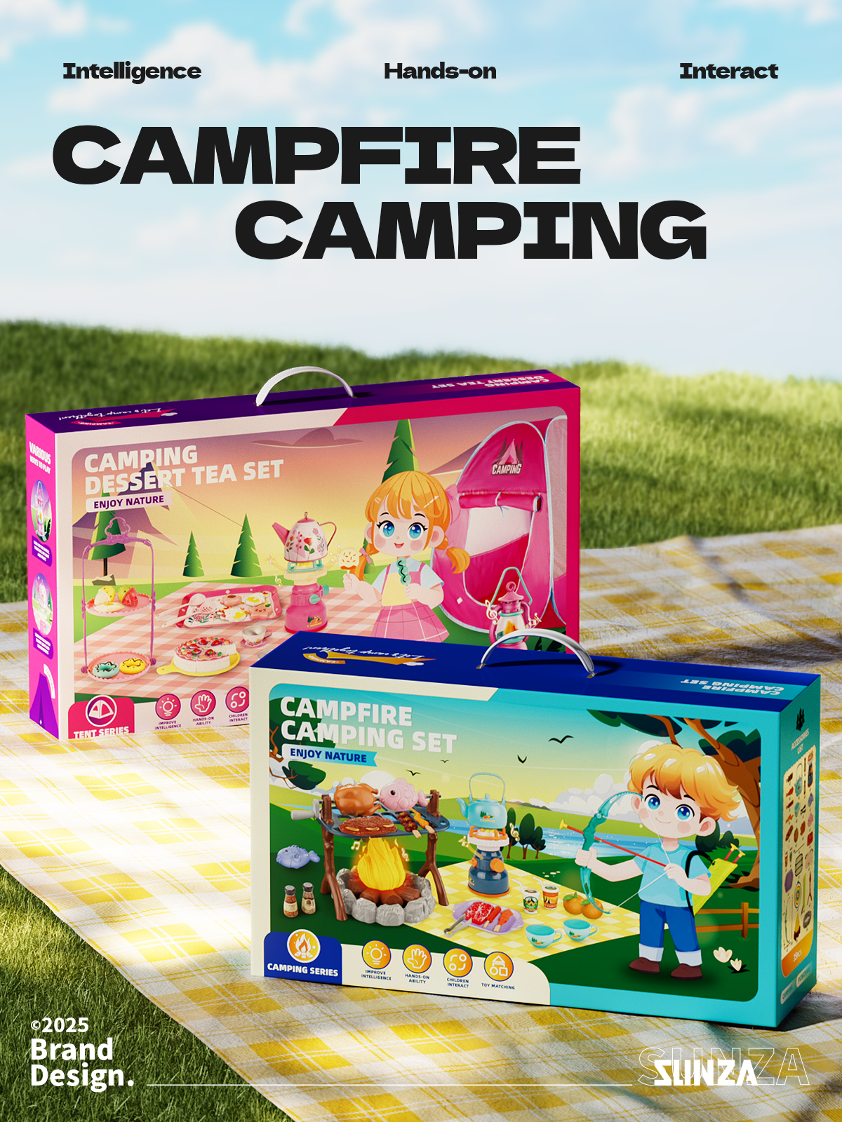 Color box design，packing design，Color matching，Render，camping，for export，Toys，Original design，