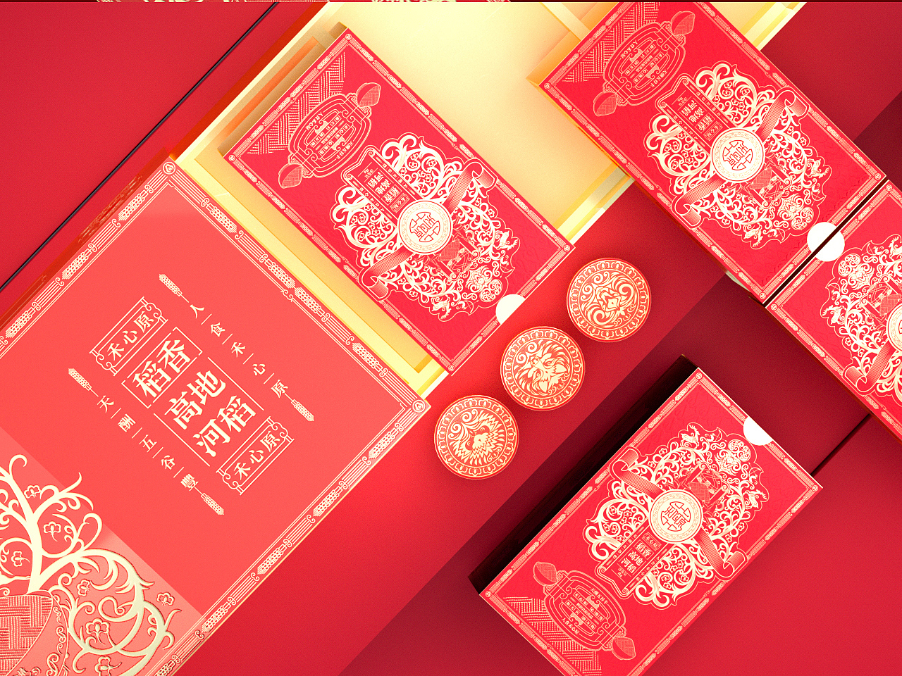 grain packaging design，Packaging Design of Fast Consumer Goods，Gift box design，Series packaging，Creative packaging notes inspiration，Brand, LOGO, VI design，Mongolian Style Grain Packaging，Ethnic retro style packaging，