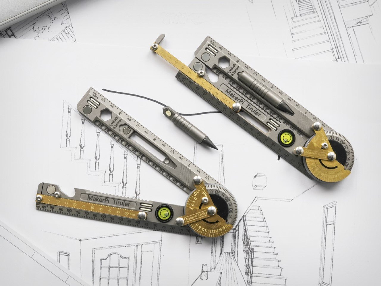 Titanium alloy ruler，bolt driver，Protractor，multi-function，Tiruler，