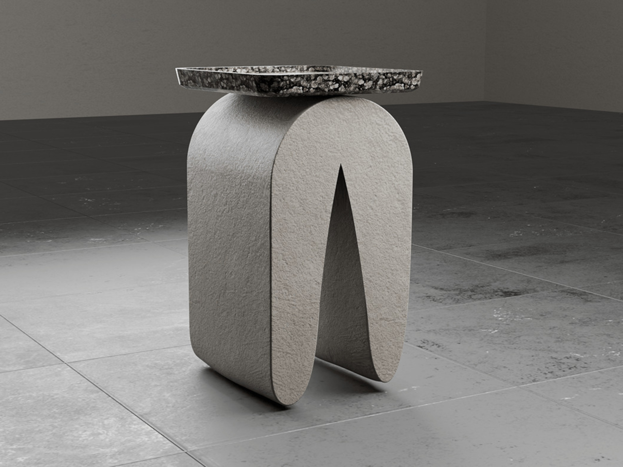 Side table，concrete arch bridge，Marble texture，Sculpture furniture，visual effect，