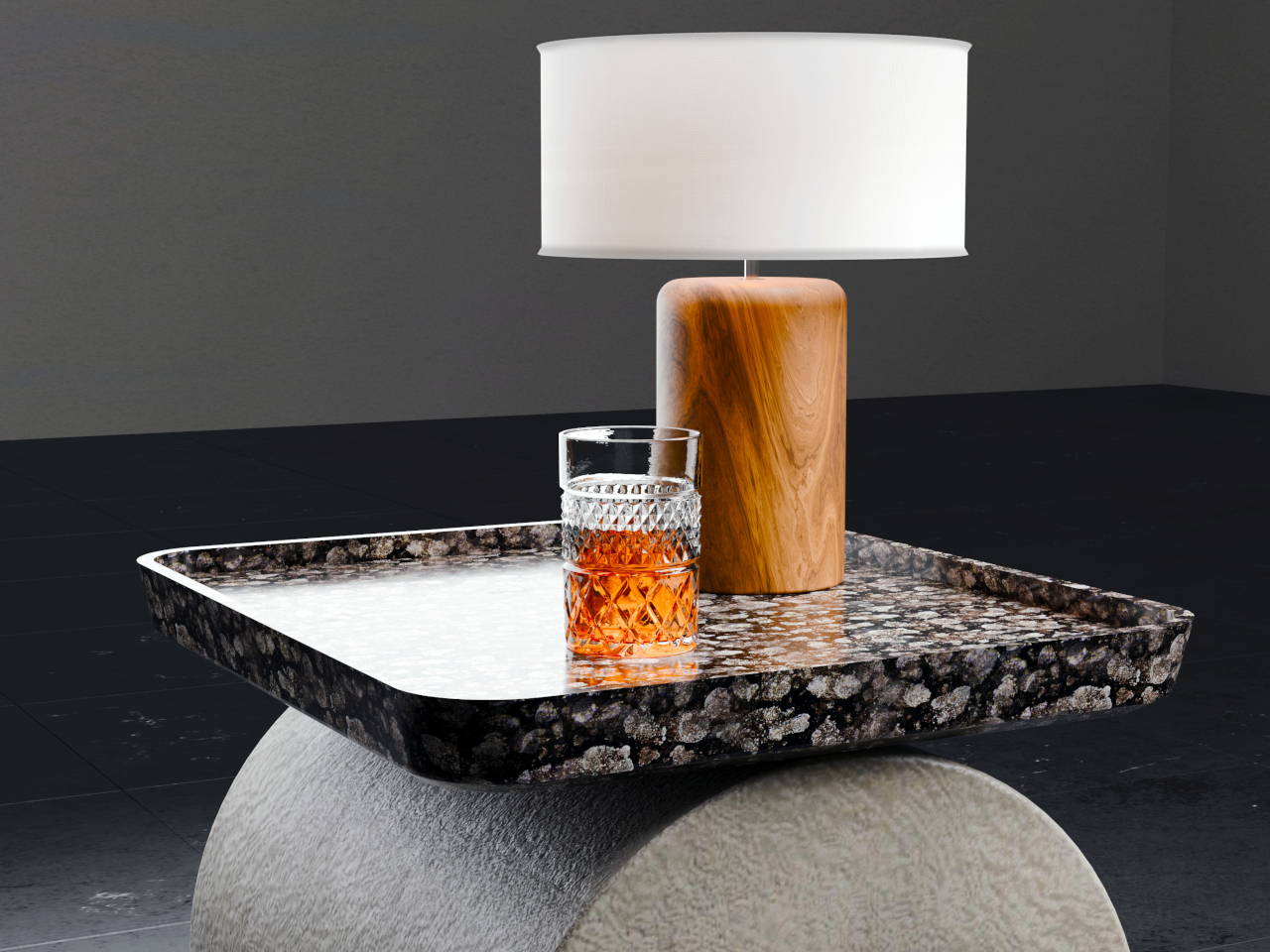 Side table，concrete arch bridge，Marble texture，Sculpture furniture，visual effect，