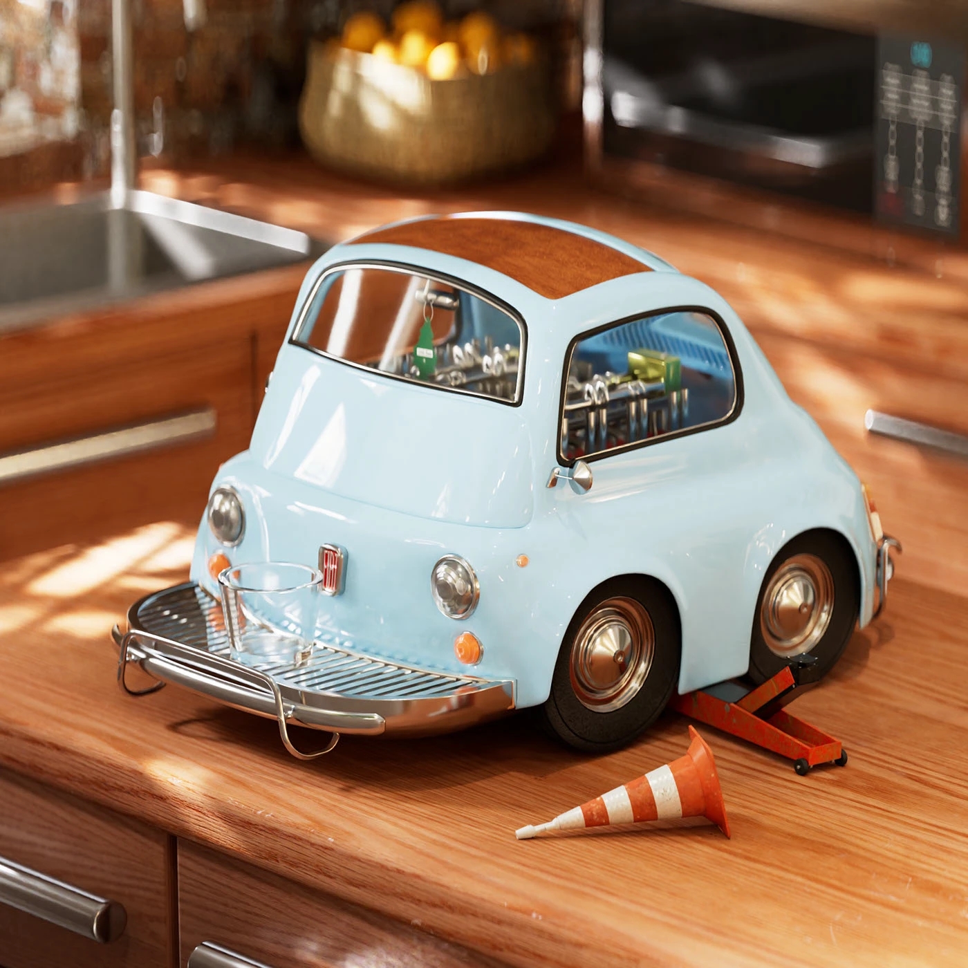 Fiat 500，3D Conceptual Model，Automobile design，originality，