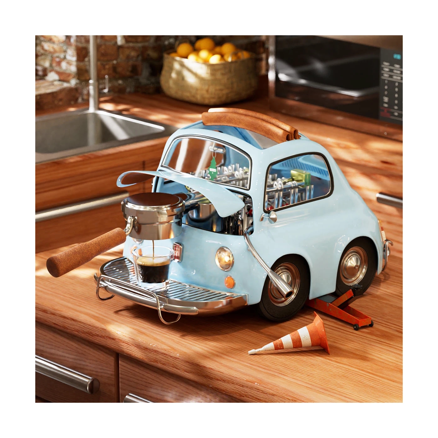 Fiat 500，3D Conceptual Model，Automobile design，originality，