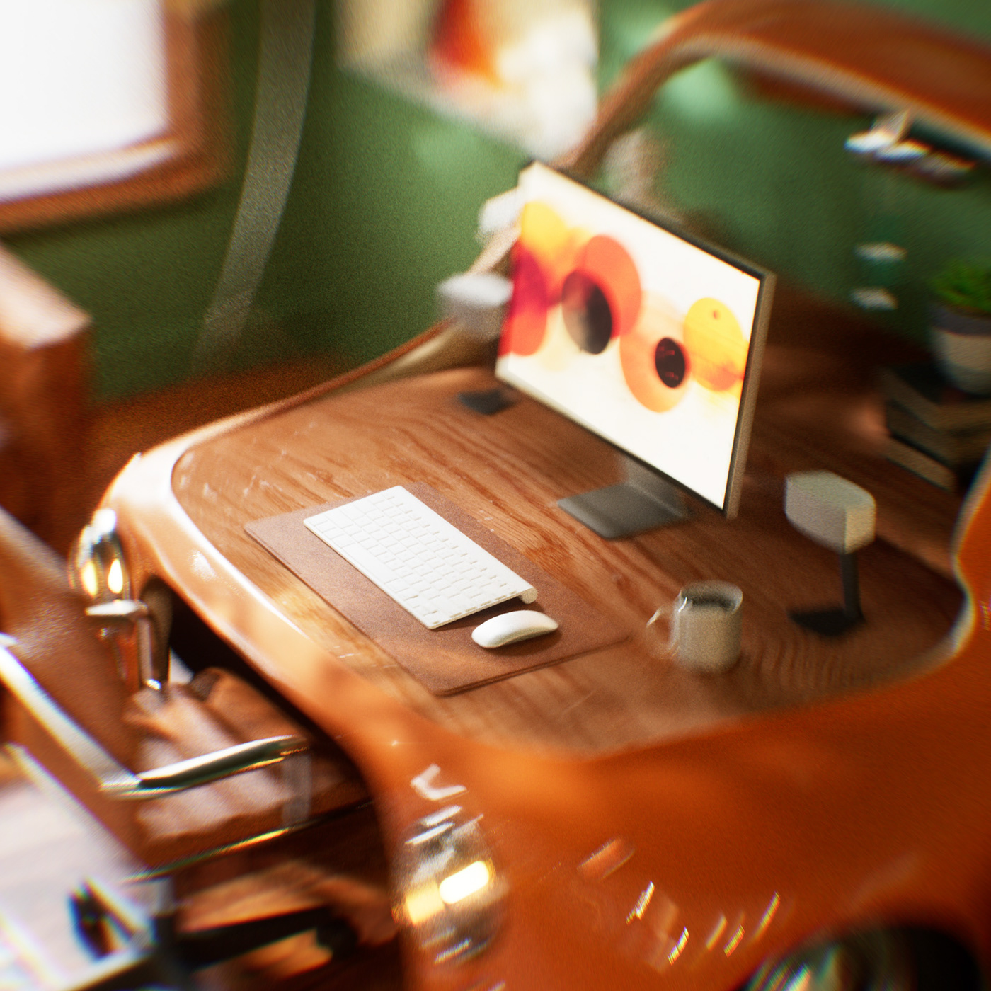 Fiat 500，3D Conceptual Model，Automotive Elements，desk，