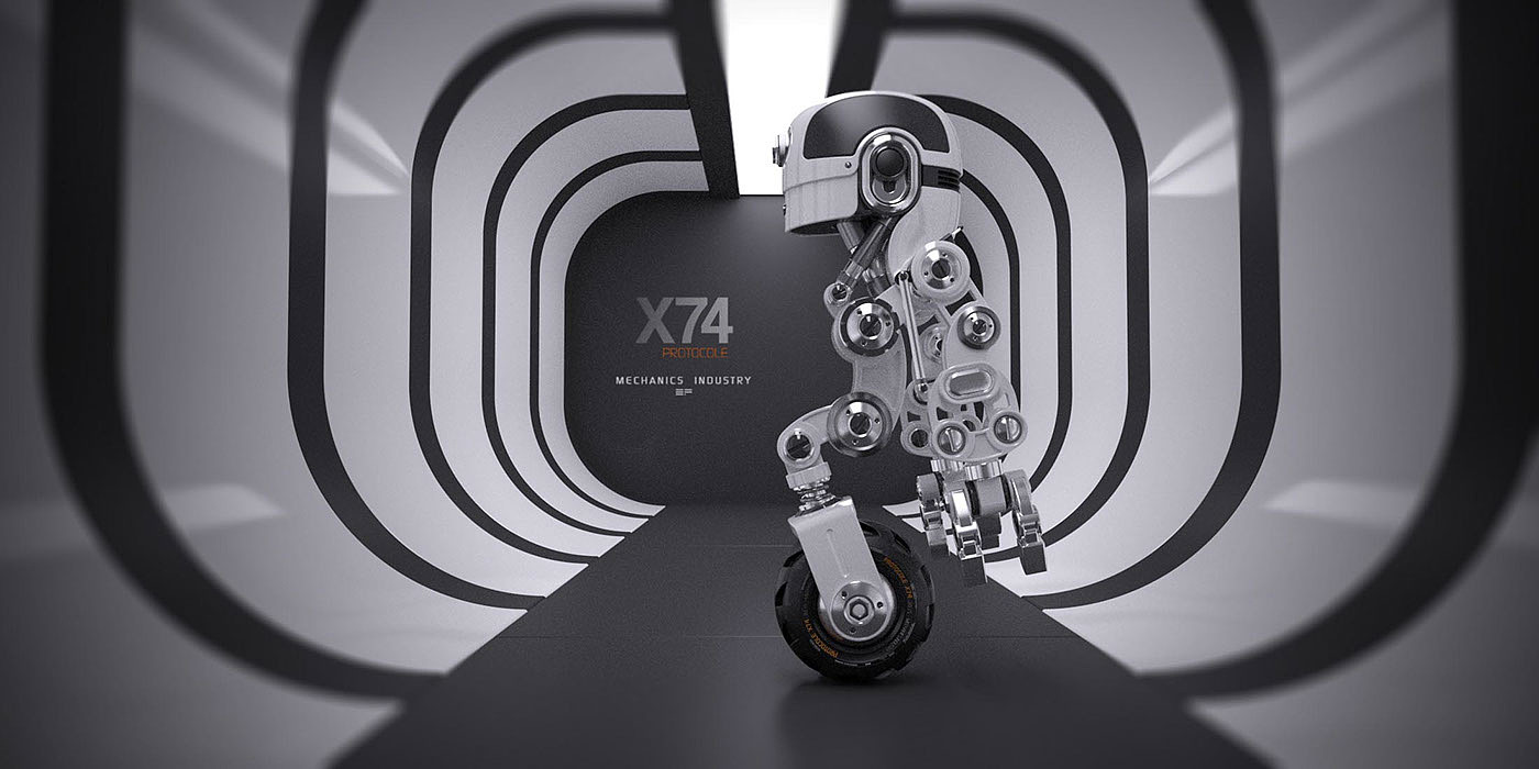 Single wheel，white，robot，intelligence，