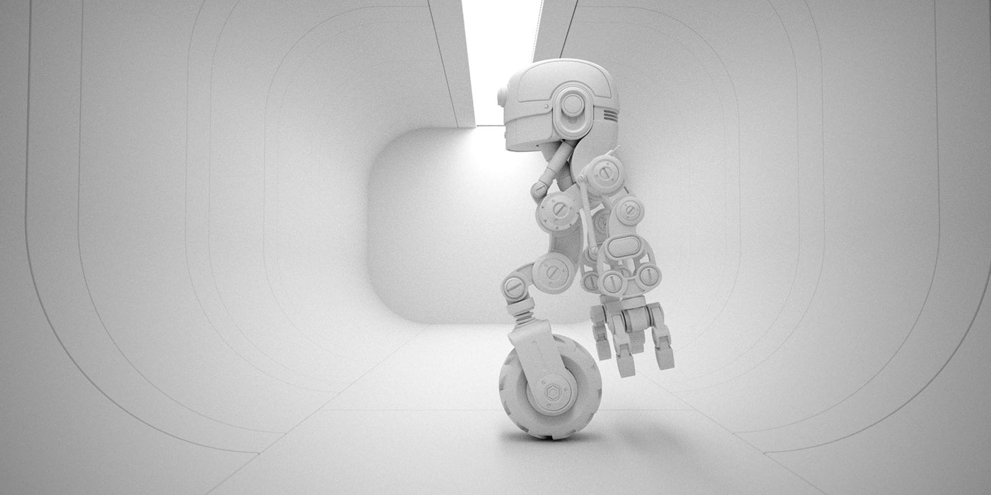 Single wheel，white，robot，intelligence，