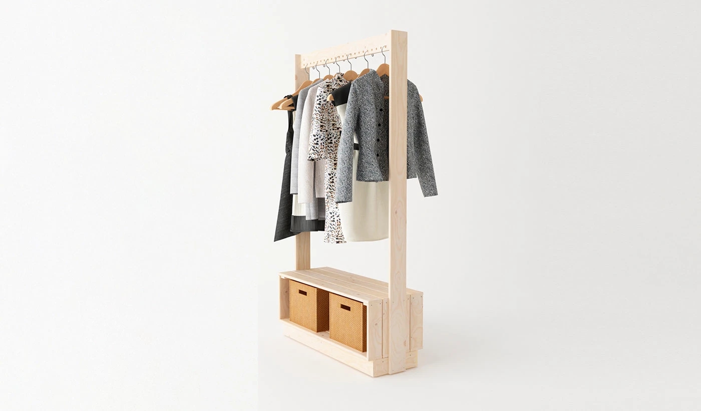 Beka，Coat rack，Fruit Box Inspiration，woodwork，Shoes and clothing partition，