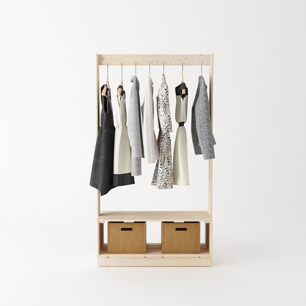 Beka，Coat rack，Fruit Box Inspiration，woodwork，Shoes and clothing partition，