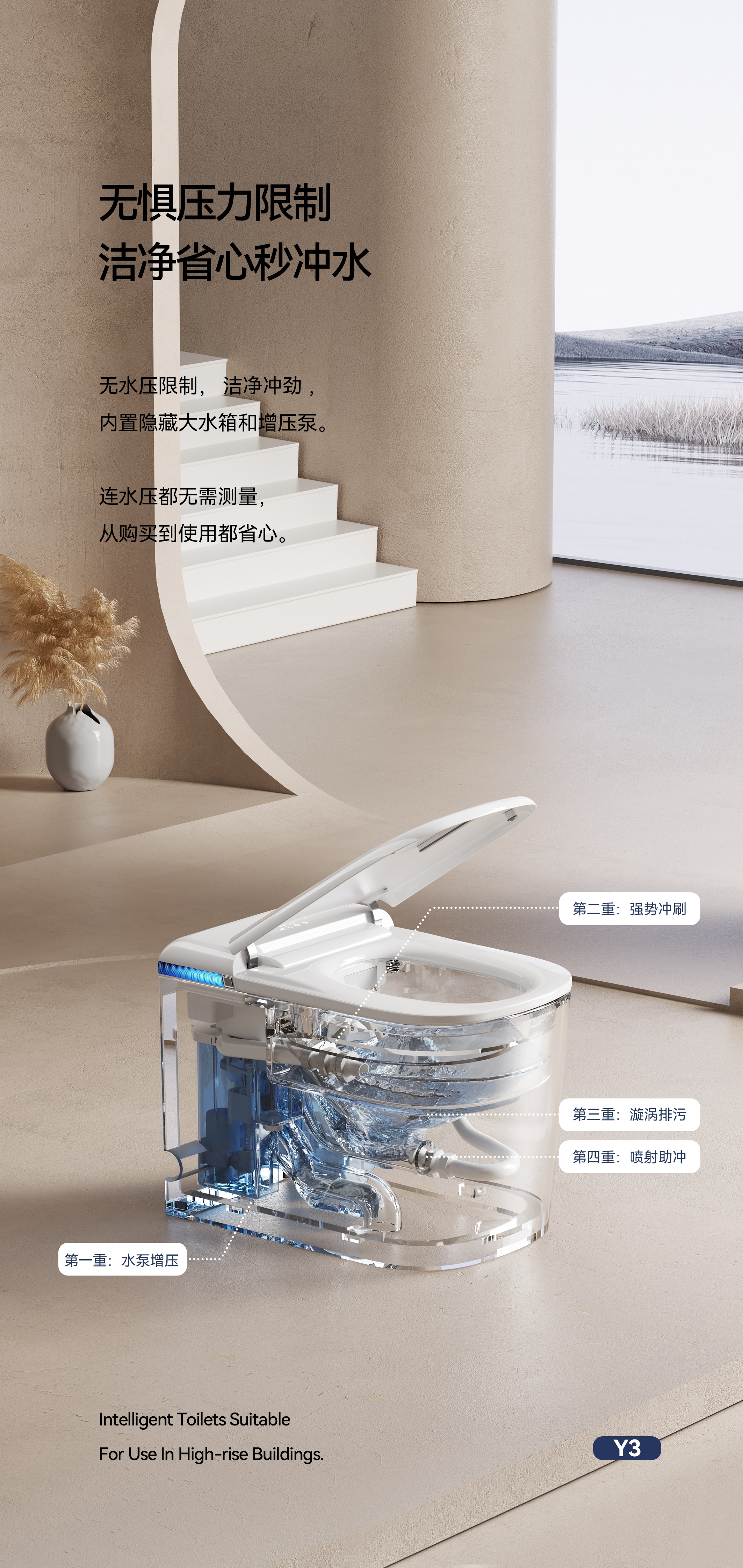 Square U-shaped small short section，Intelligent toilet，