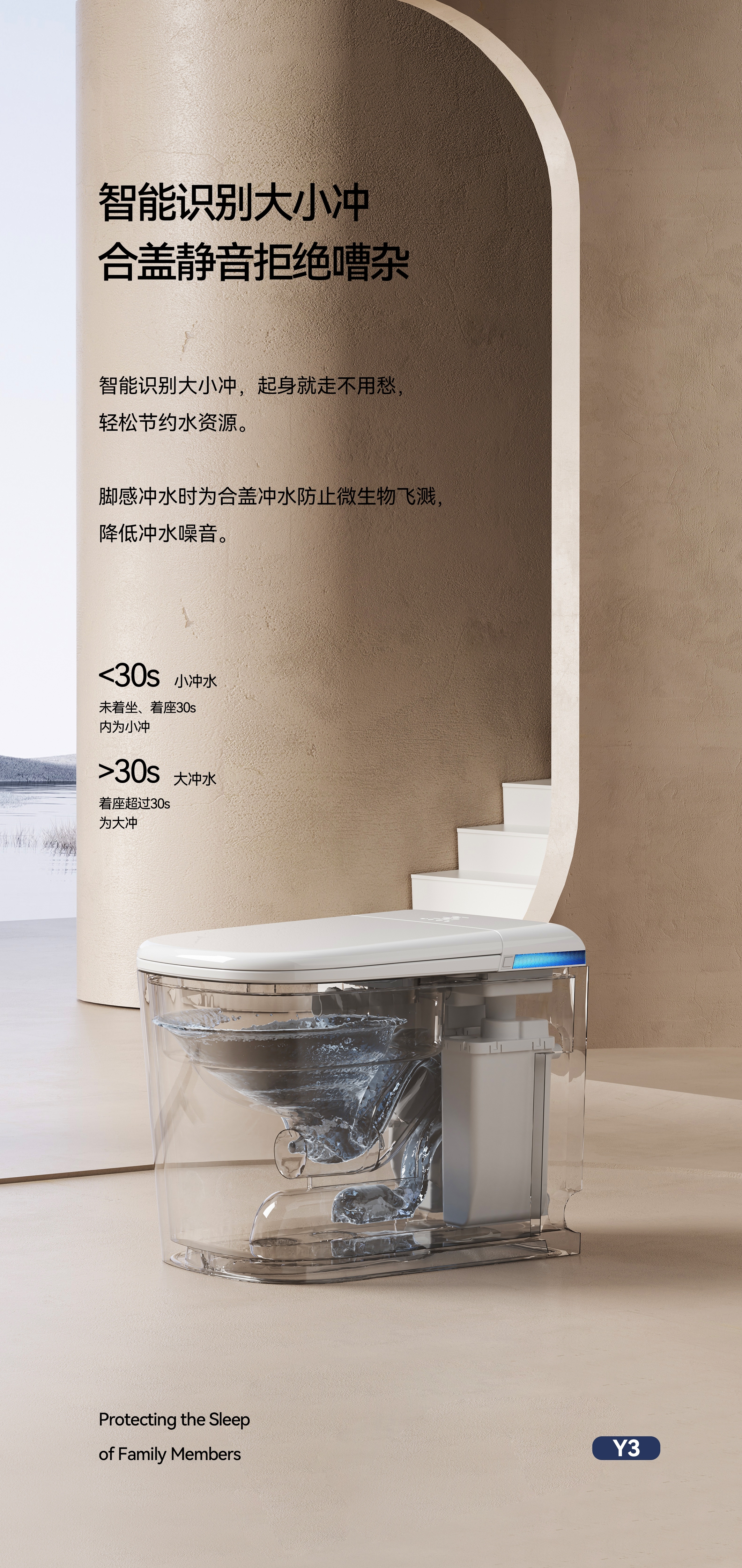 Square U-shaped small short section，Intelligent toilet，