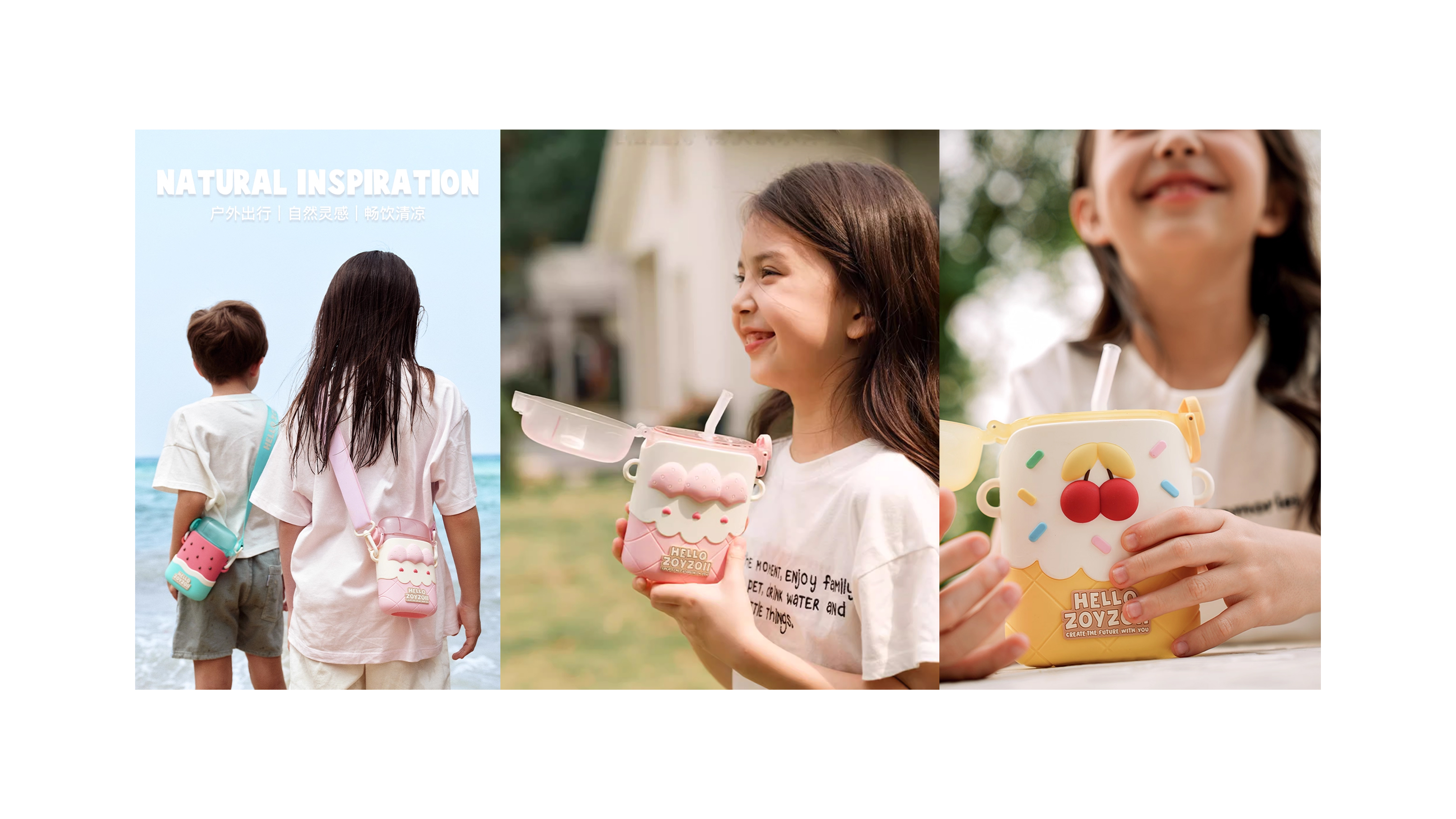 Cold water cup，flat cup，children，Flat Cup-Sweet Summer Dream Series，